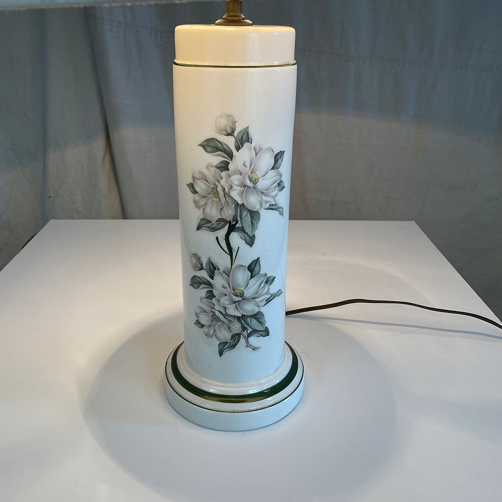 Thumbnail: White Cylindrical Lamp w/ Painted Magnolias