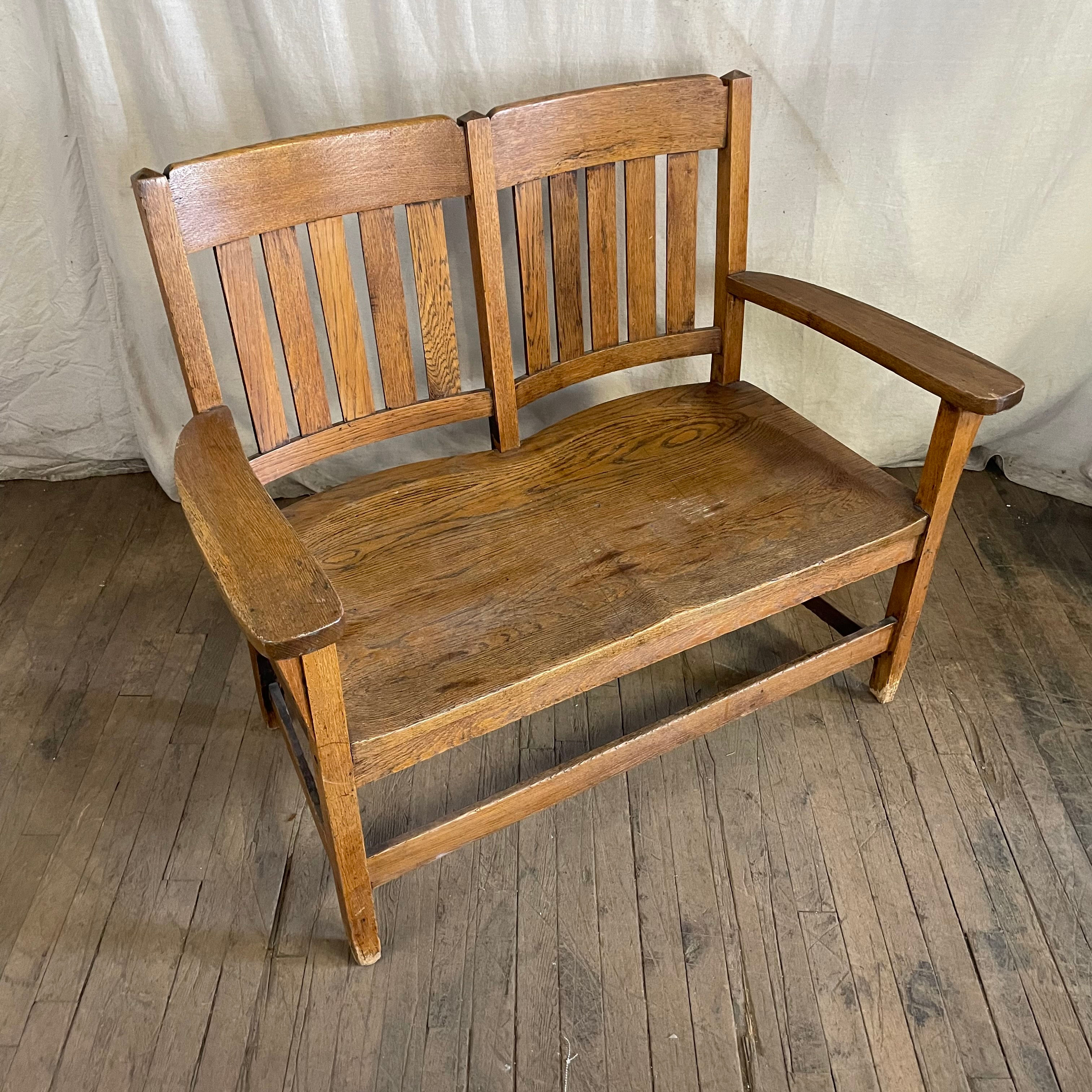 2 Seater Wood Bench w/ Arms