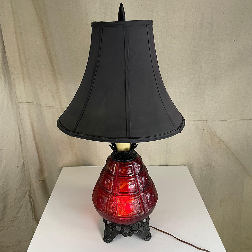 Thumbnail: Ruby Red 2 Way Lamp w/ Cast Iron Base