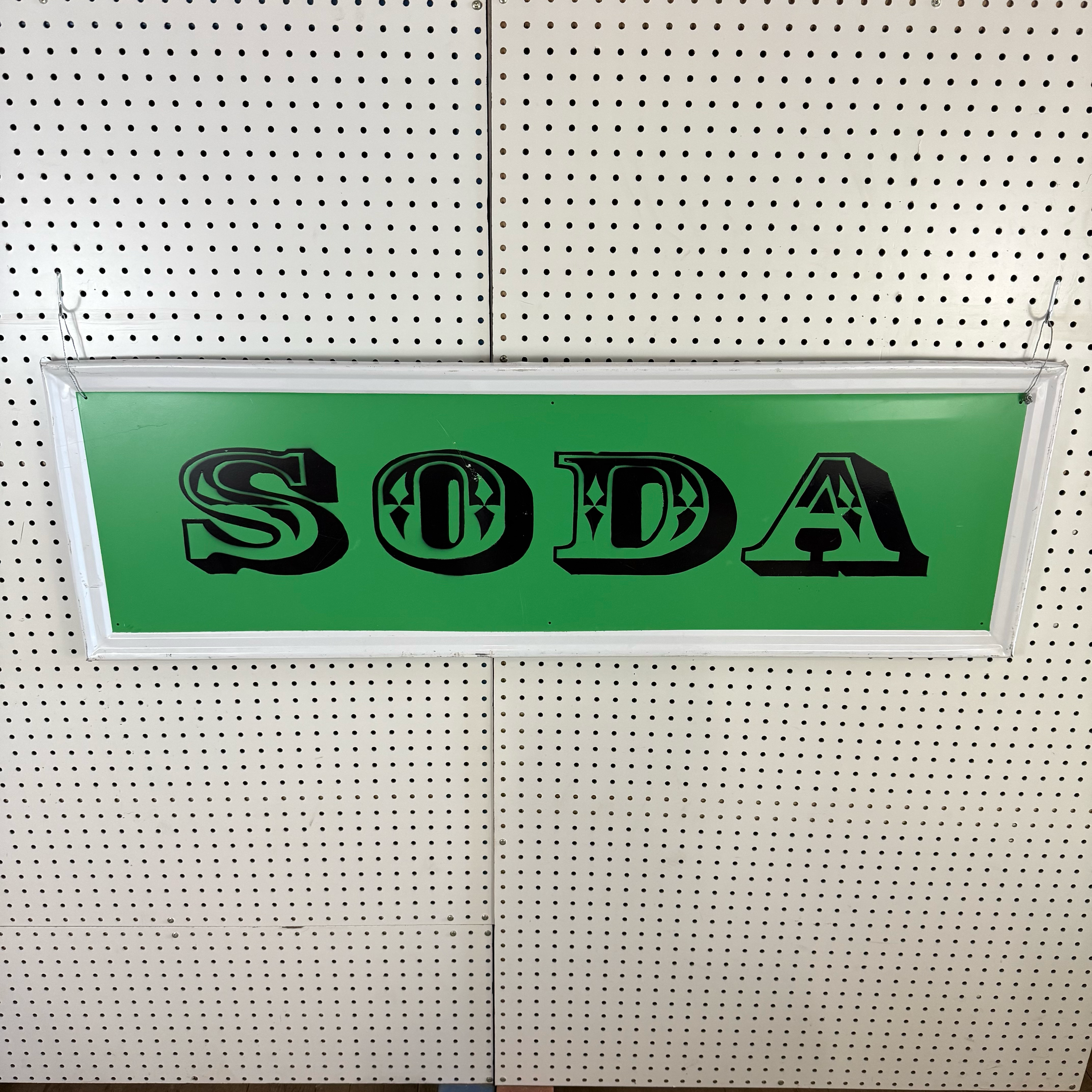 Green & White Metal Soda Sign
