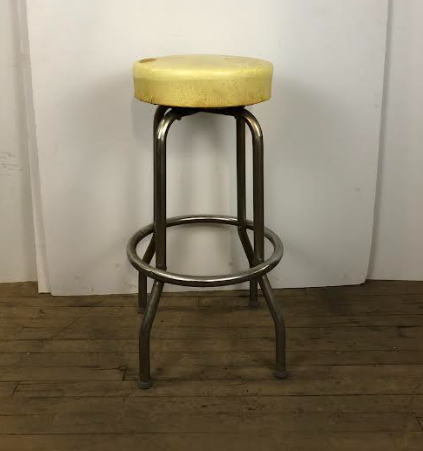 Gold Speckled Yellow Vinyl Diner Stool