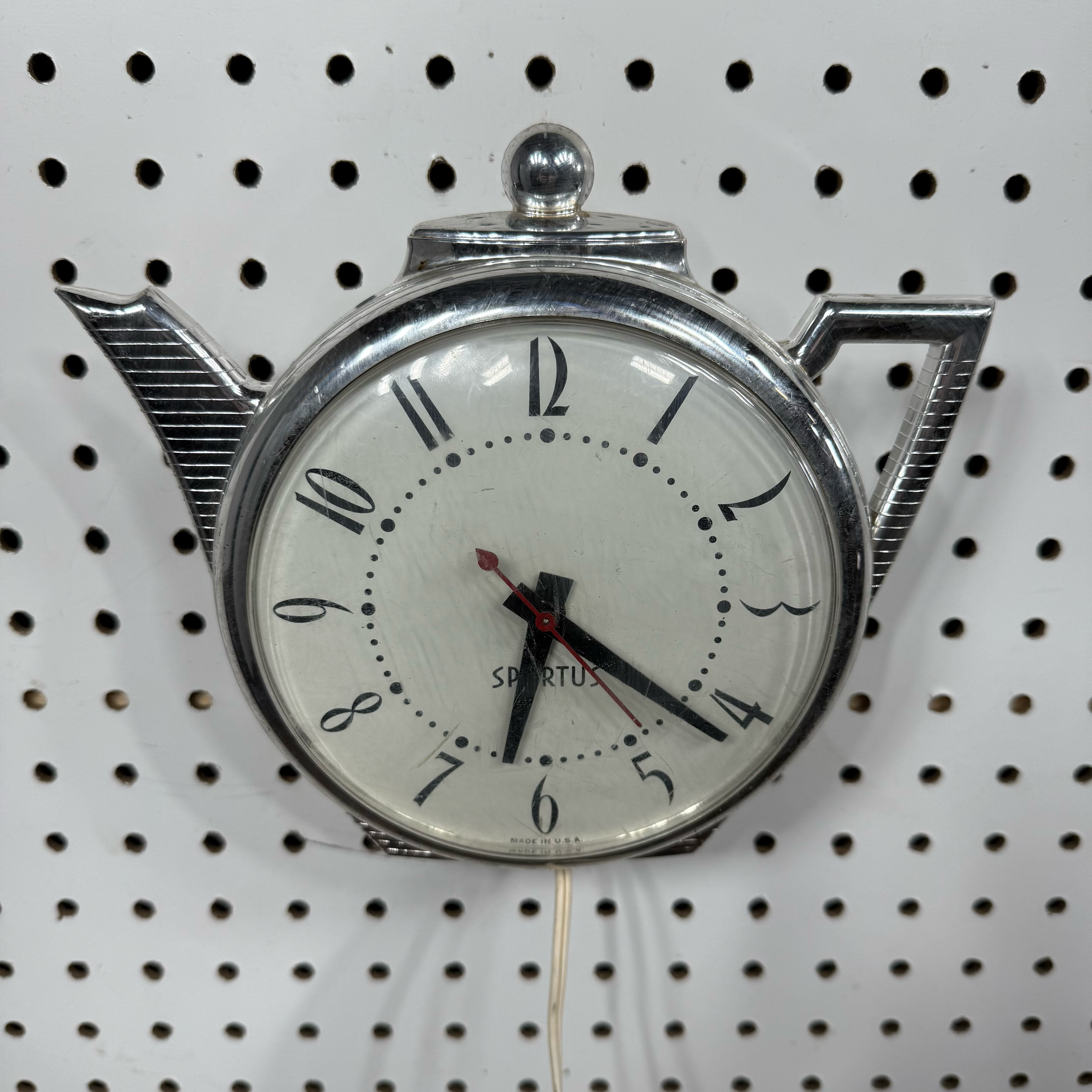 Plastic Silver Teapot Wall Clock