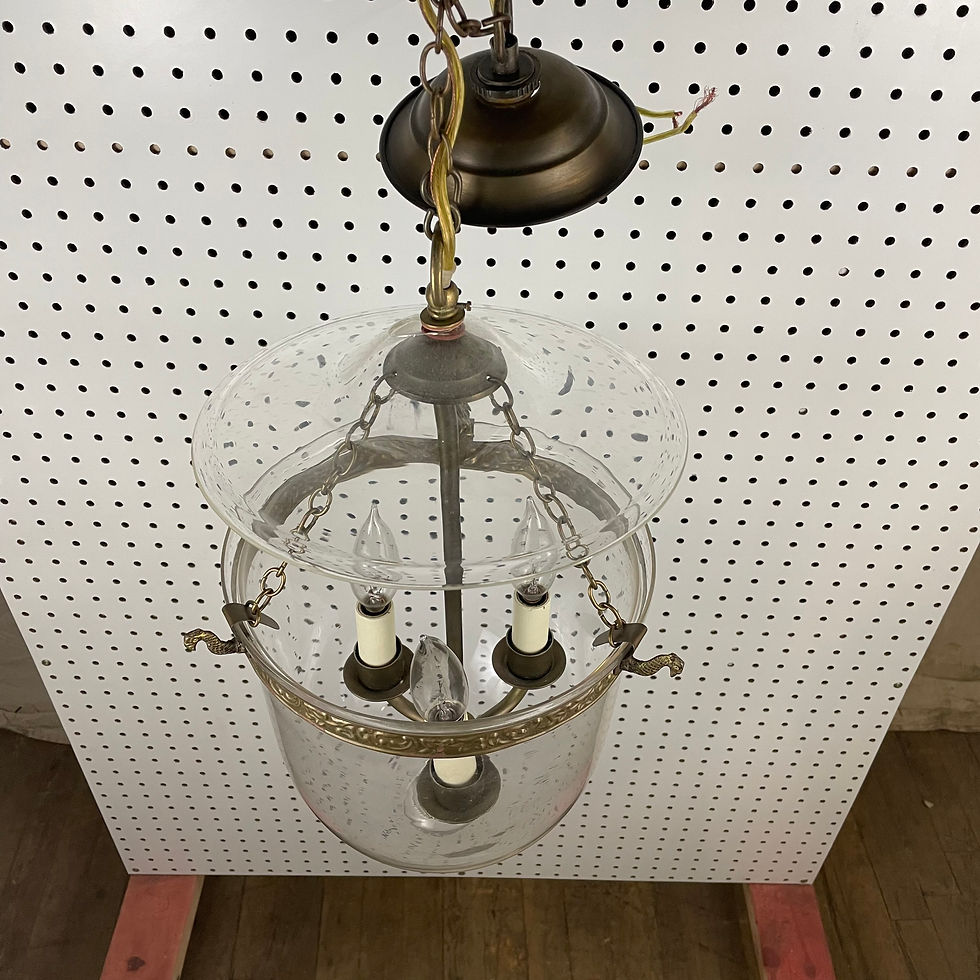 Thumbnail: Glass Overhead Light Fixture w/ Bird Accents
