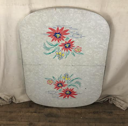 39.5" Red & White Floral Formica Diner Table Top