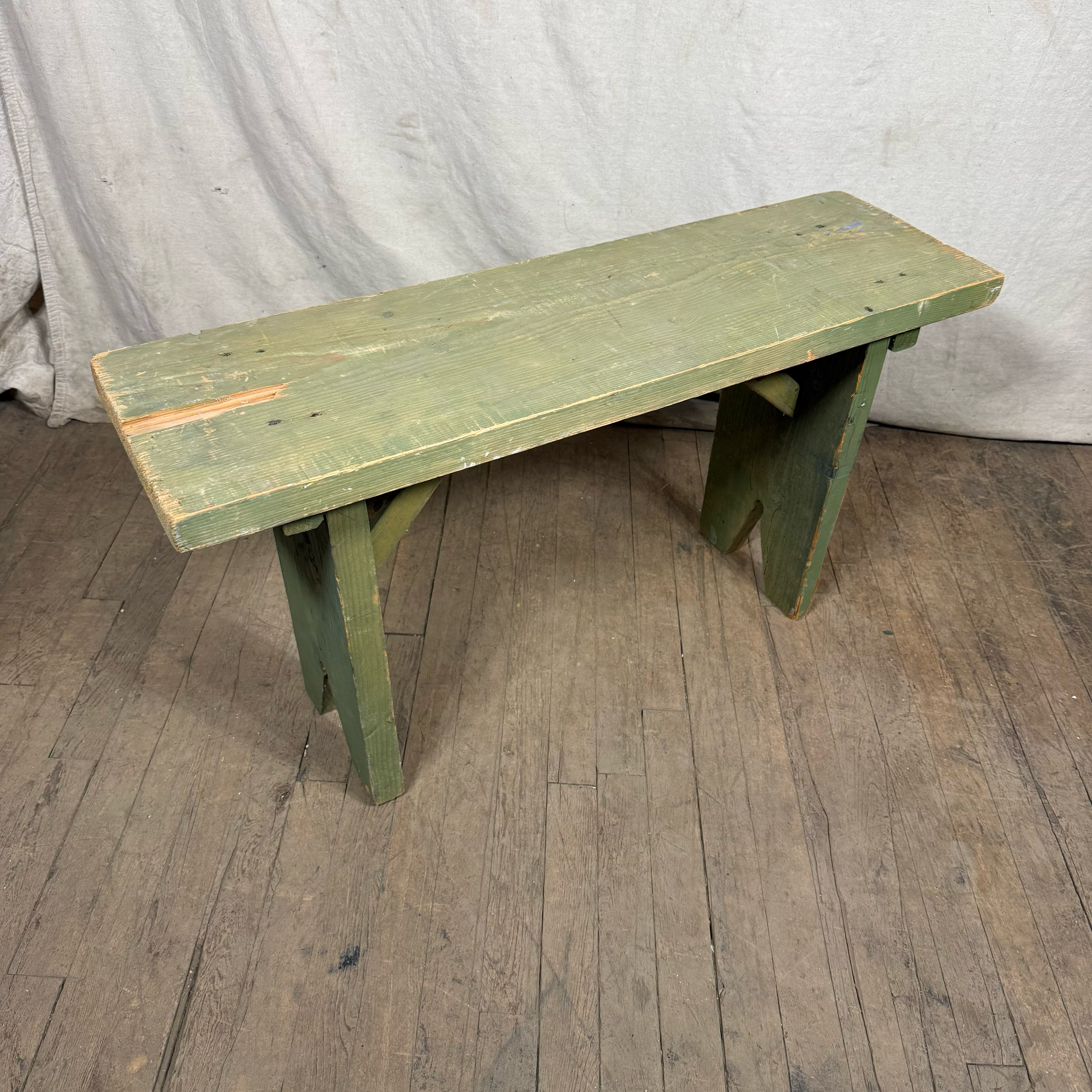 Light Green Wood Bench