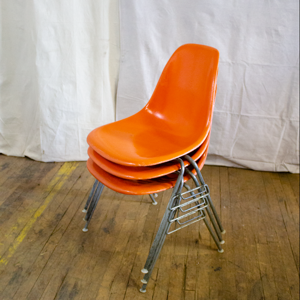 Thumbnail: Orange Interlocking Stackable Office Chairs