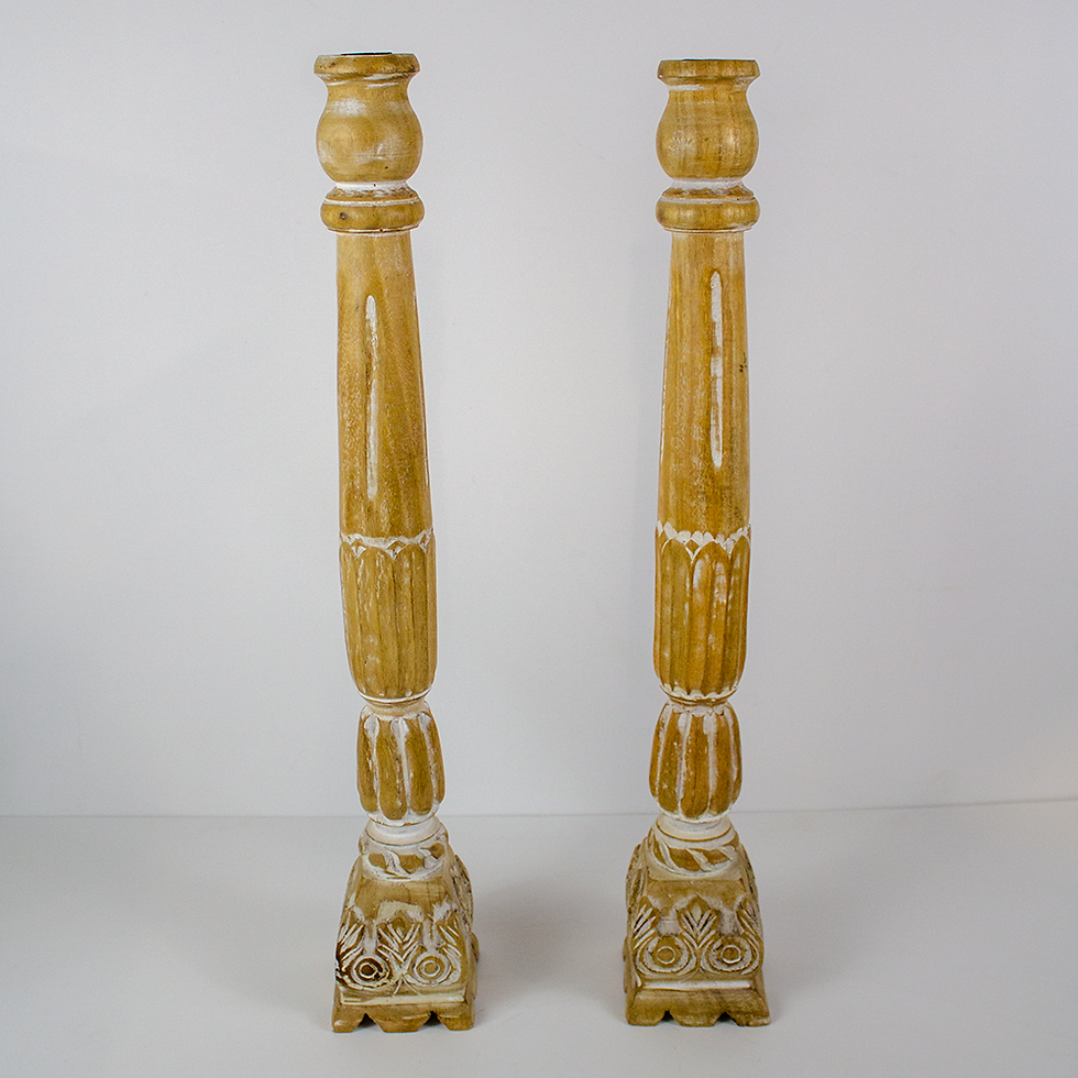Tall Wooden Candlesticks