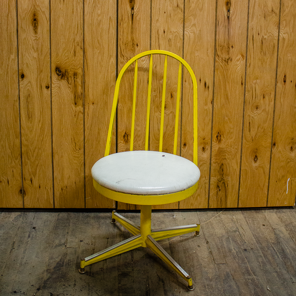 Yellow Spinning Office Chair with White Seat