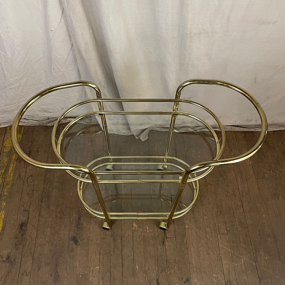 Thumbnail: Gold Metal & Glass Oval Bar Cart