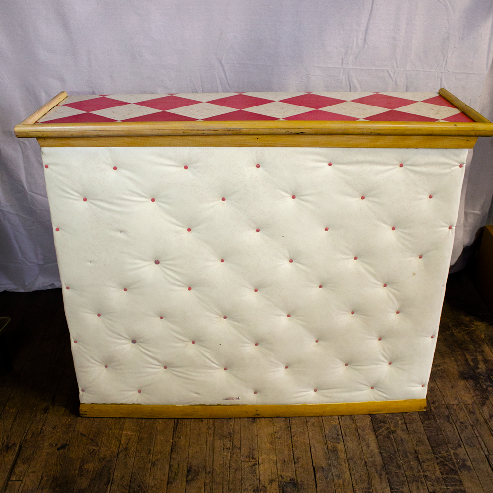 White & Red Tufted Mini Bar