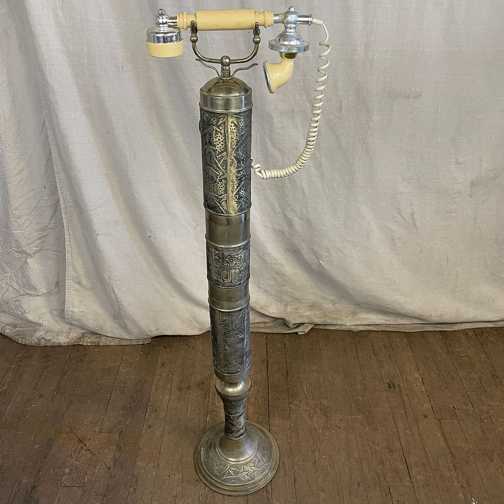 Thumbnail: Tall Floor Standing Hollywood Regency French Brass Telephone #1