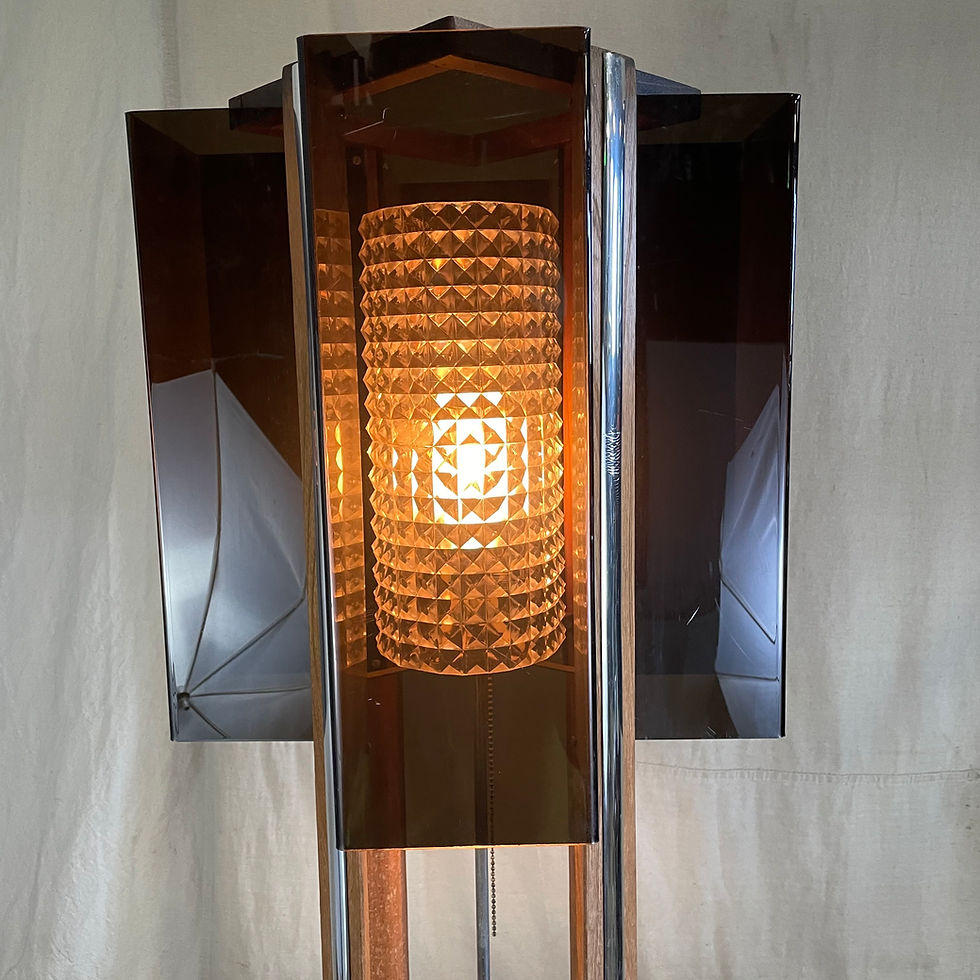 Thumbnail: Wood Lamp w/ Black Acrylic Rectangular Shade