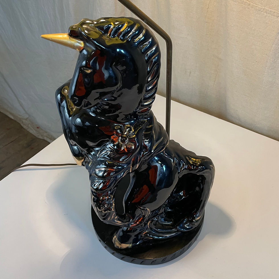 Thumbnail: Black & Gold Unicorn Lamp w/ Green Shade