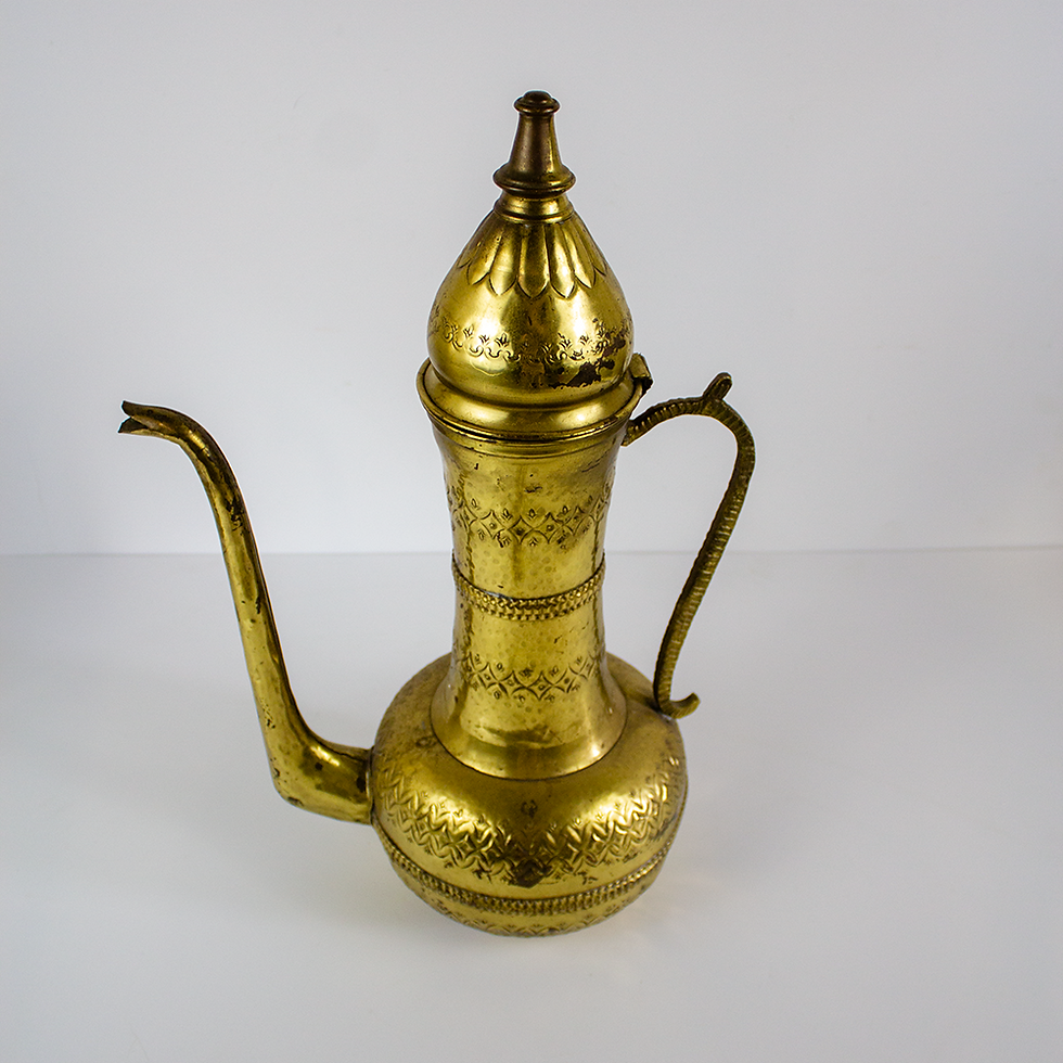 Thumbnail: Tall Thin Etched Brass Teapot