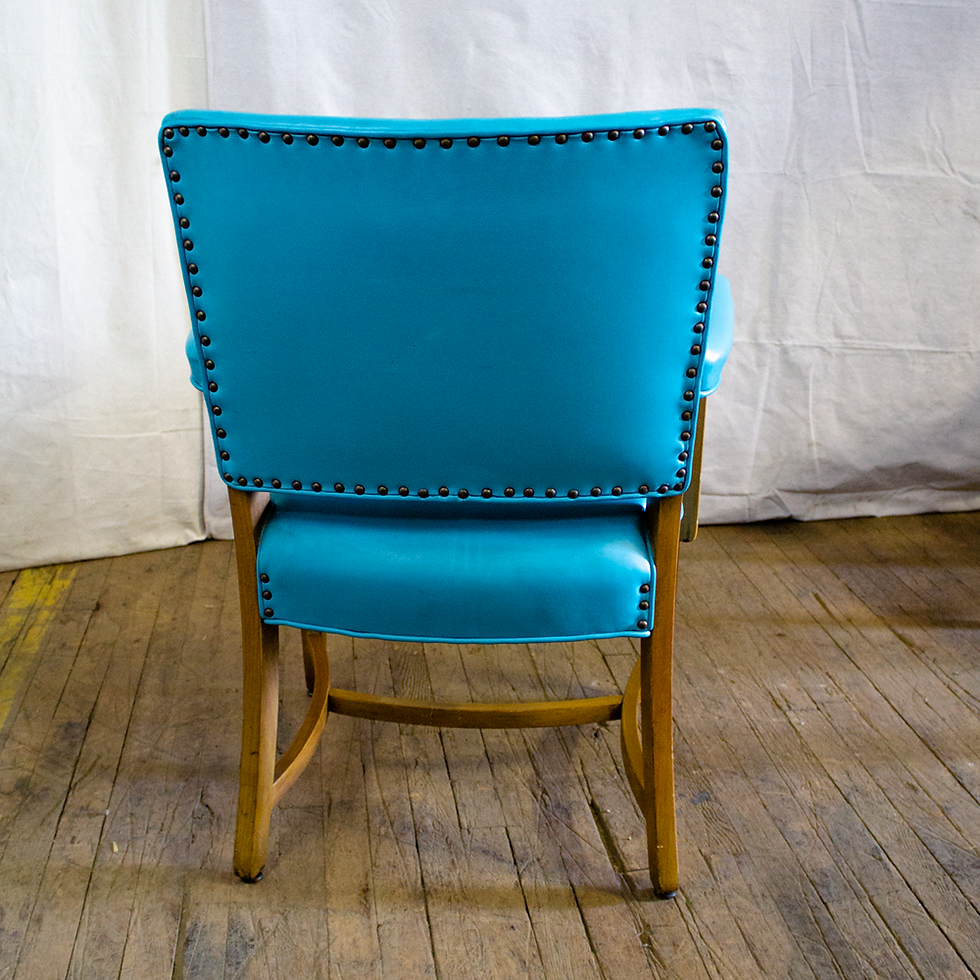 Thumbnail: Aqua Blue and Wood Armchairs