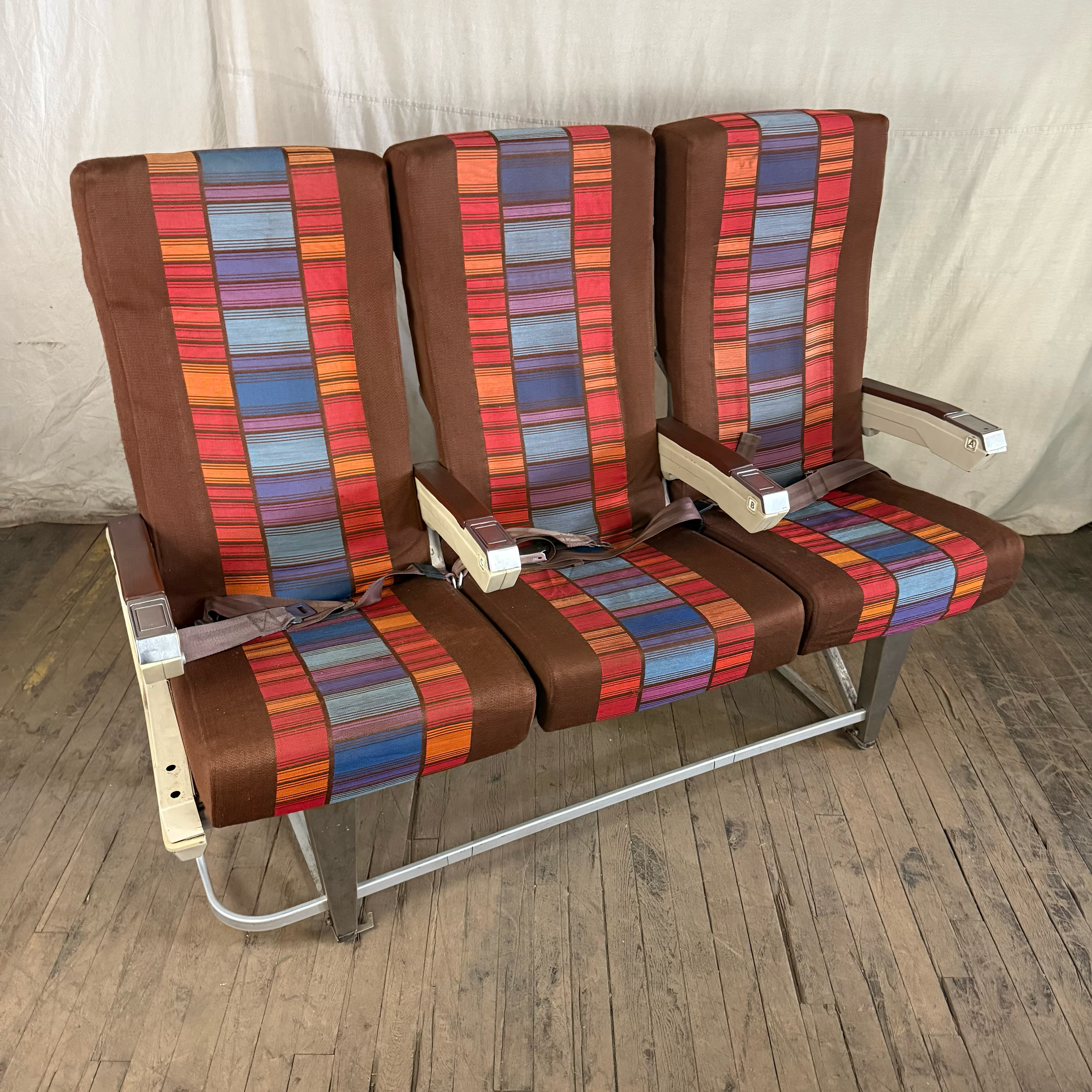 Brown & Orange Airplane Seats (bank of 3)