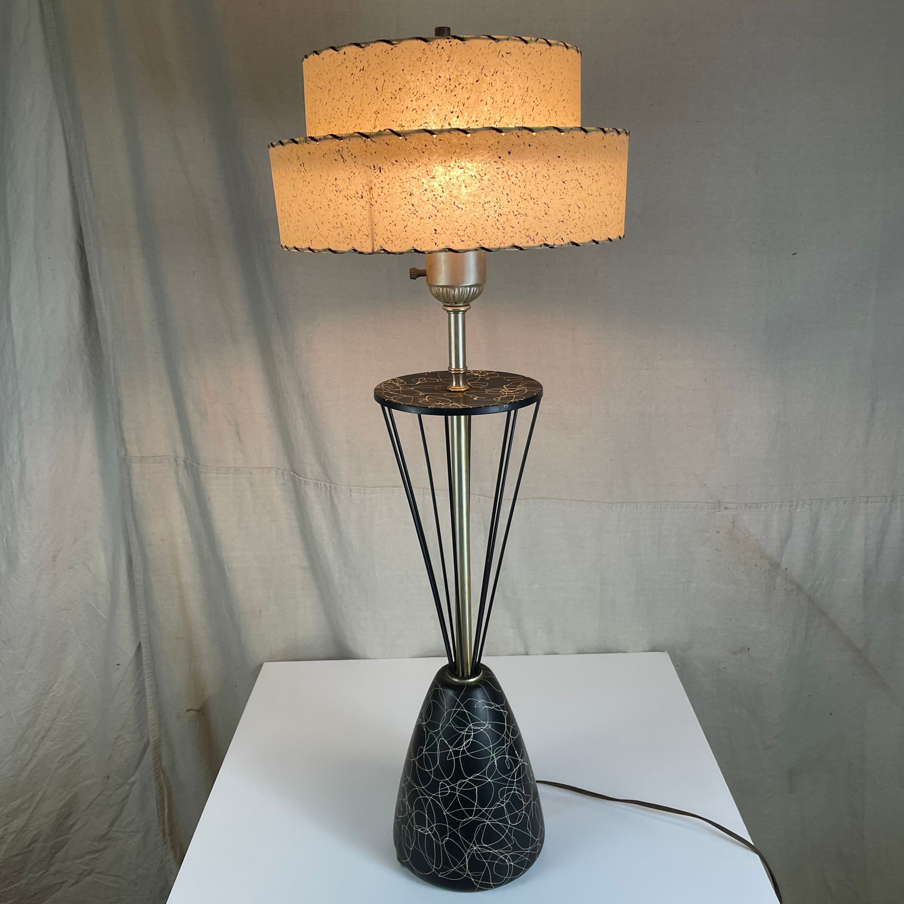Black & White Caged Wire Lamp