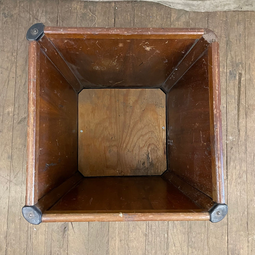 Thumbnail: Wood Square Boxy Trash Can Waste Basket