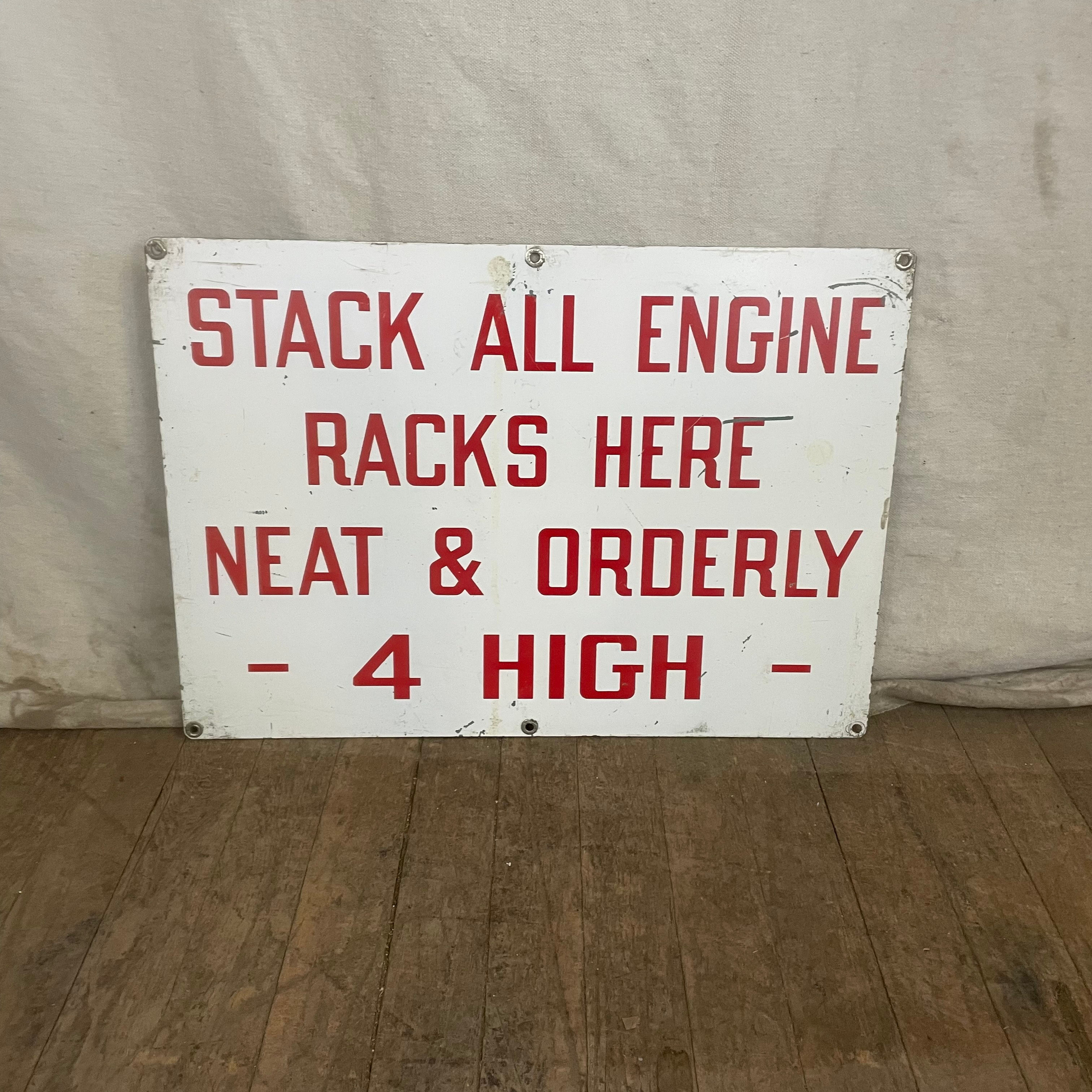 Stack All Engine Racks Here Sign