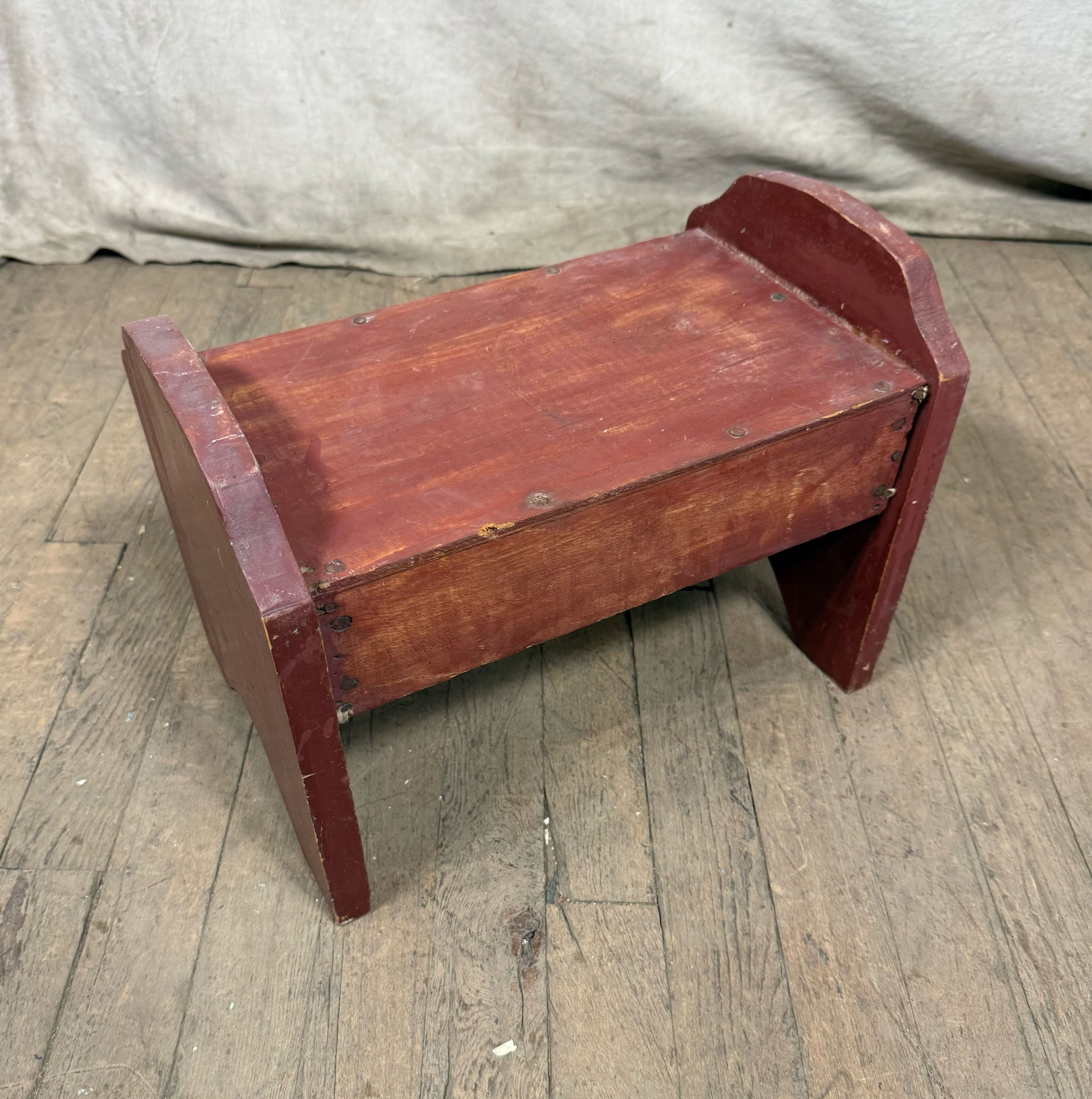 Small Red Wood Children's Bench Stool