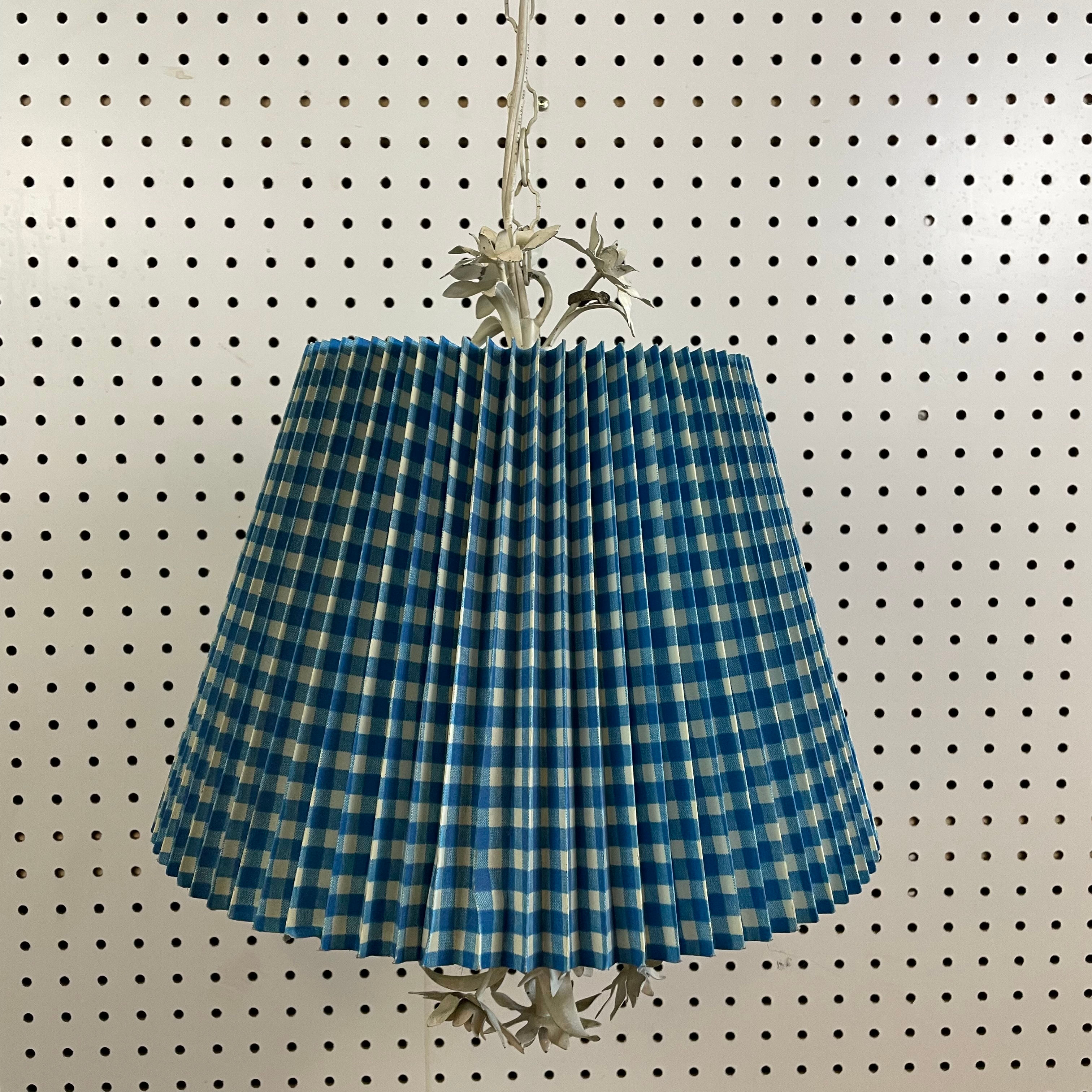 Blue & White Gingham Swag Lamp