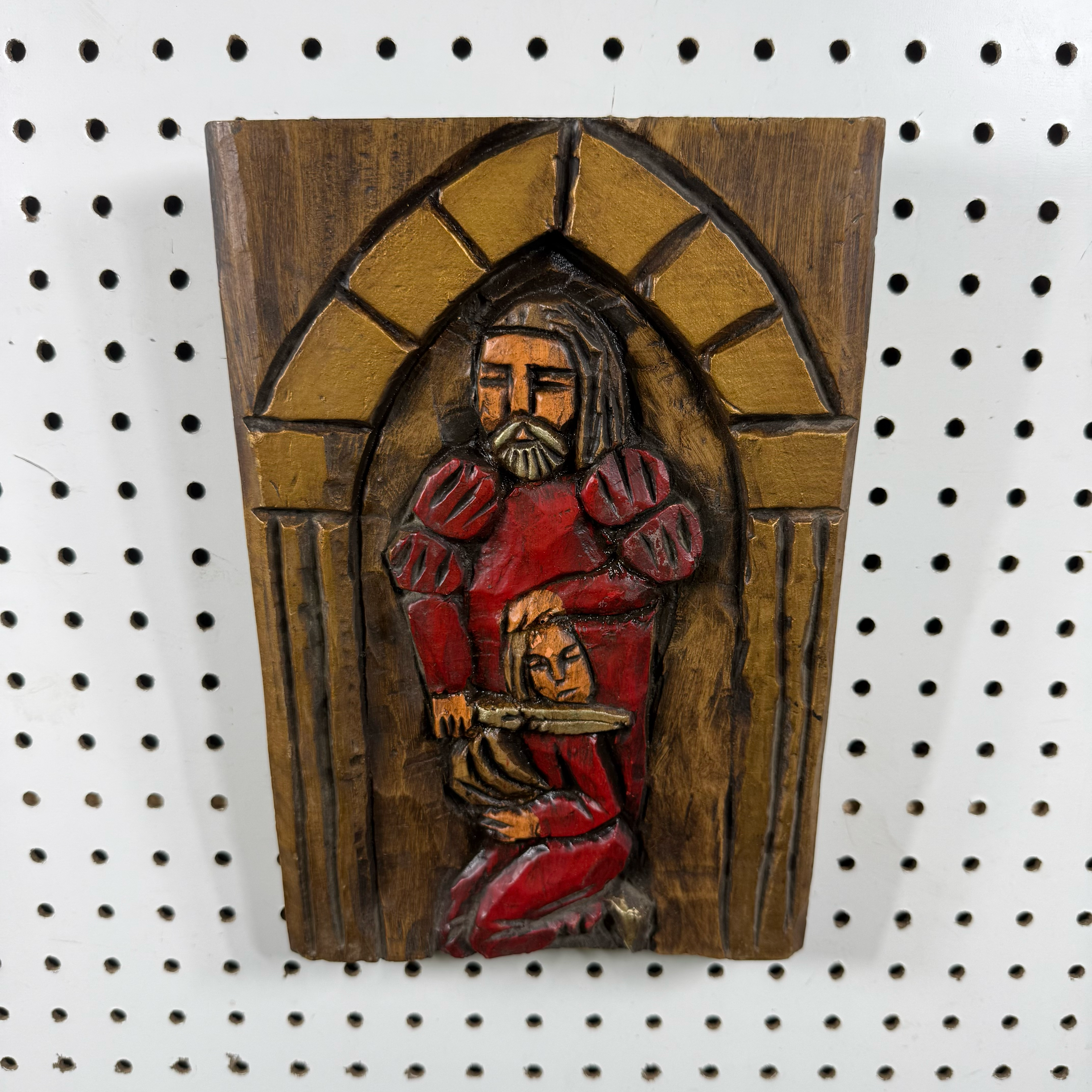 Medieval Execution Faux Wood Carved Bas Relief