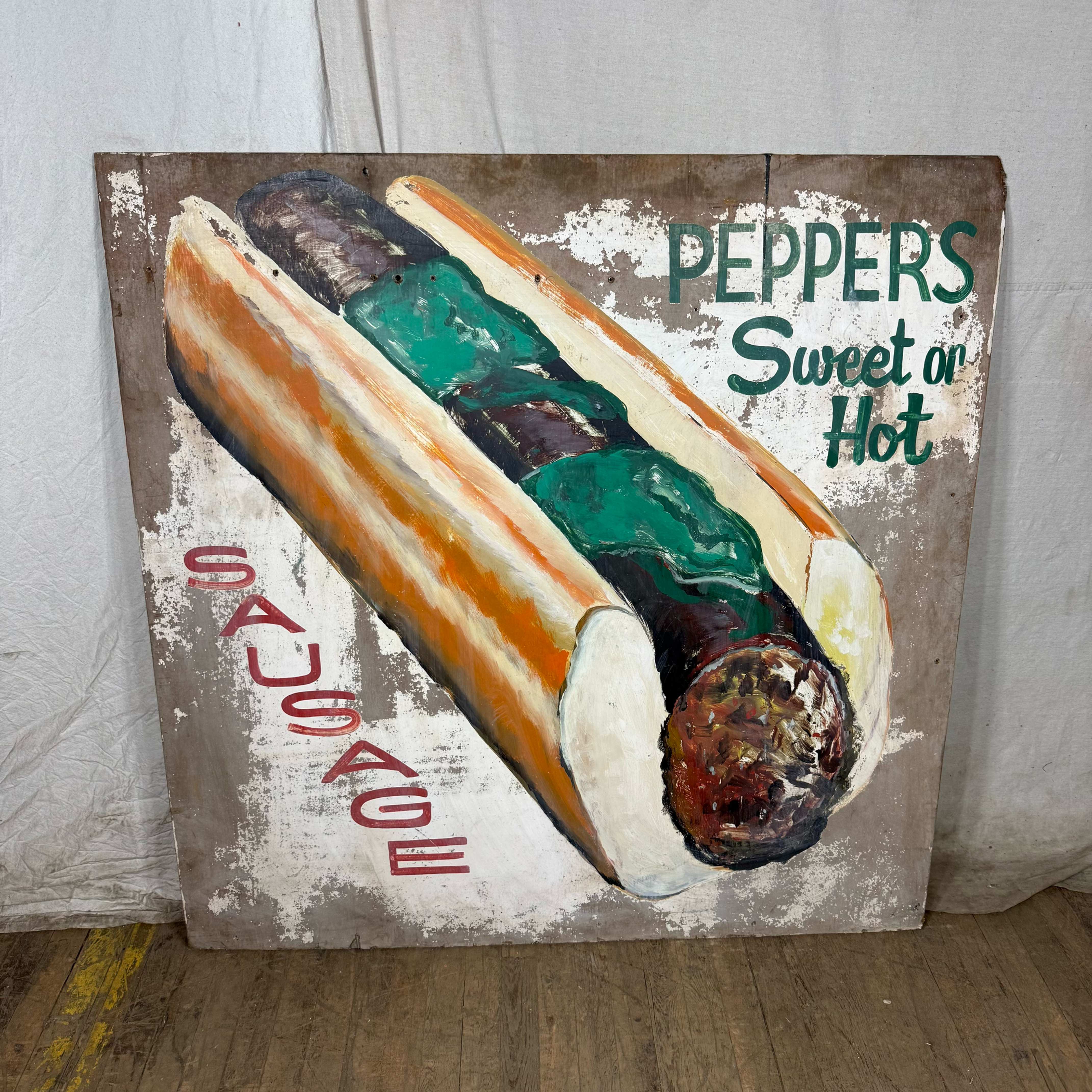 XL Polish Sausage w/ Peppers Wood Sign