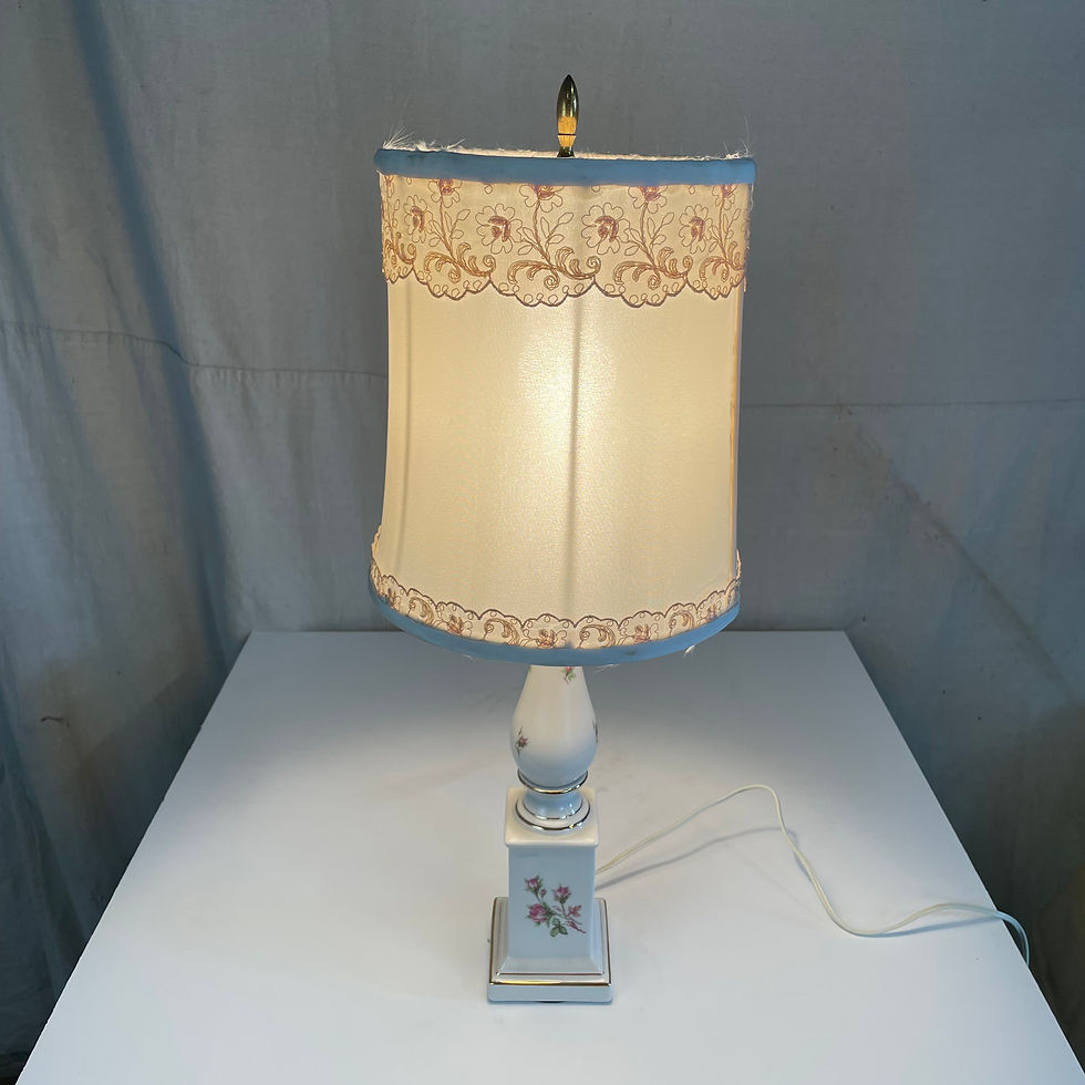 White Lamp w/ Floral Embellishments