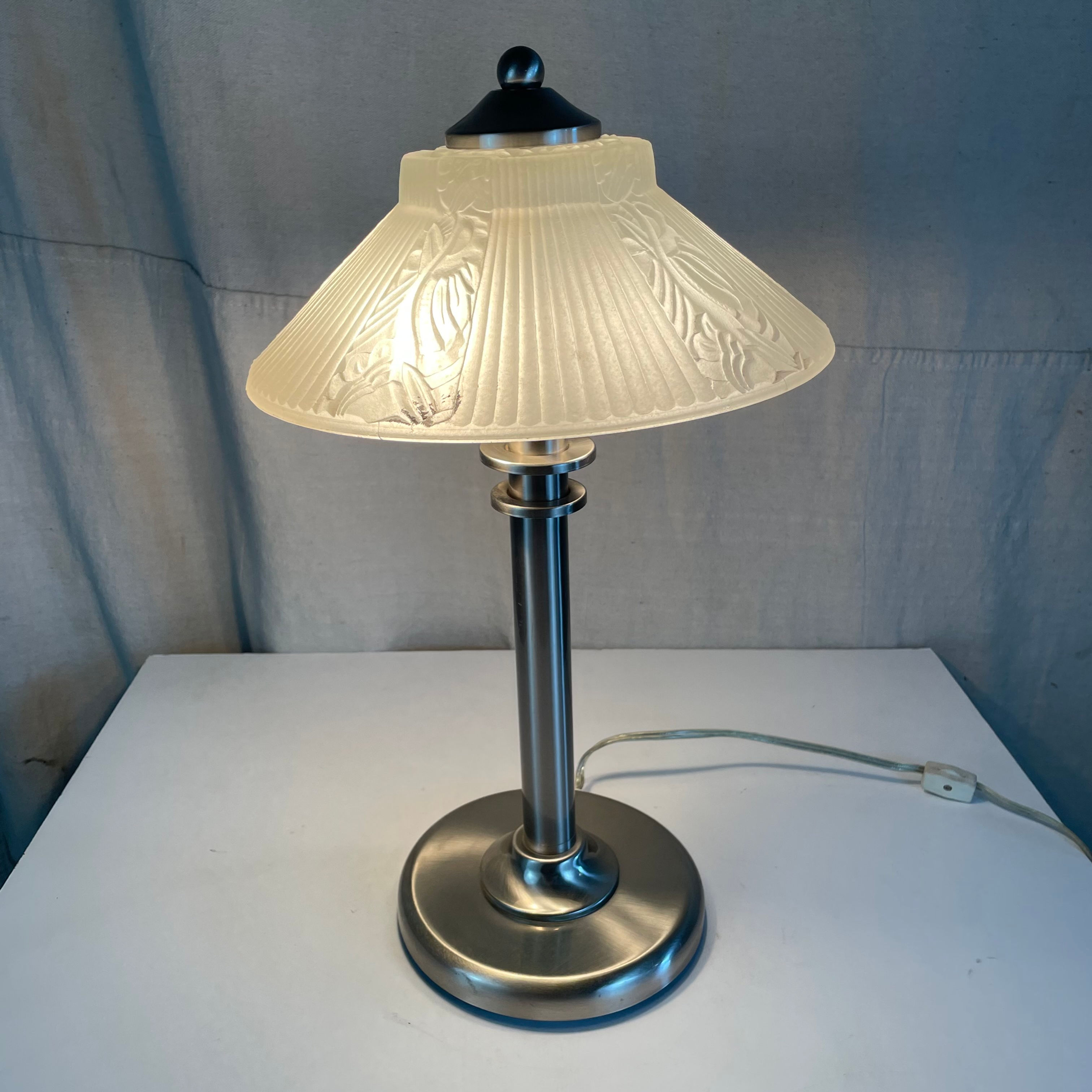 Chrome Lamp w/ Glass Shade