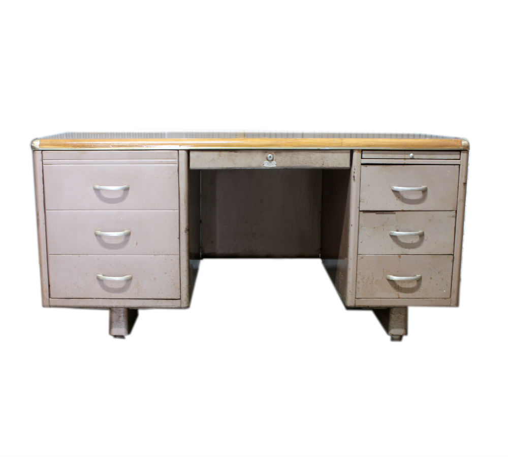 Wood Top Steel Tanker Desk