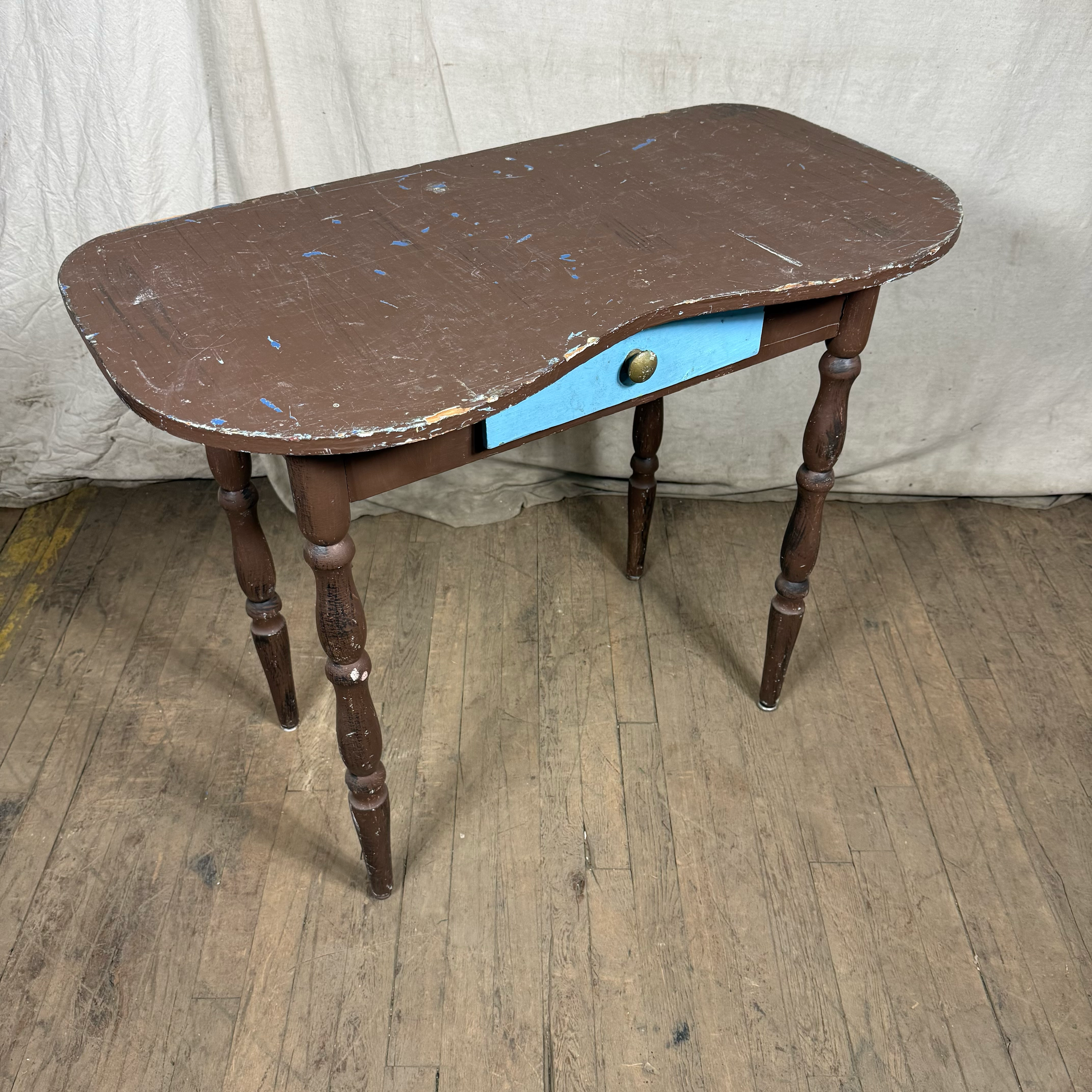 Small Table with Blue Drawer