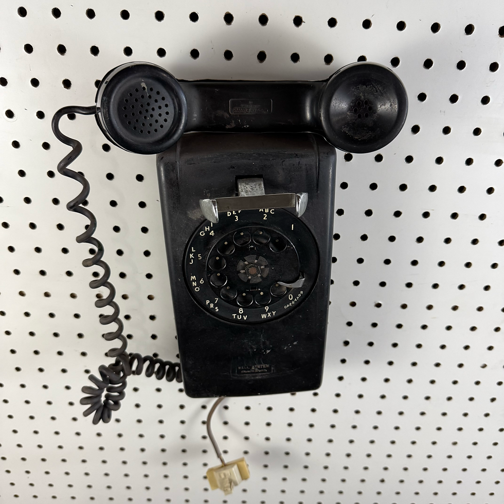 Thumbnail: Black Rotary Wall Telephone w/ Victorian Metal Handset