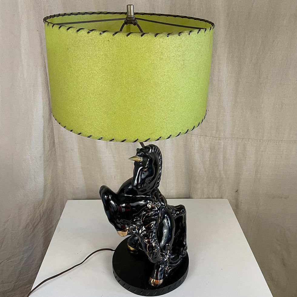 Thumbnail: Black & Gold Unicorn Lamp w/ Green Shade