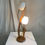 Thumbnail: MCM Brass & Walnut Tulip Lamp