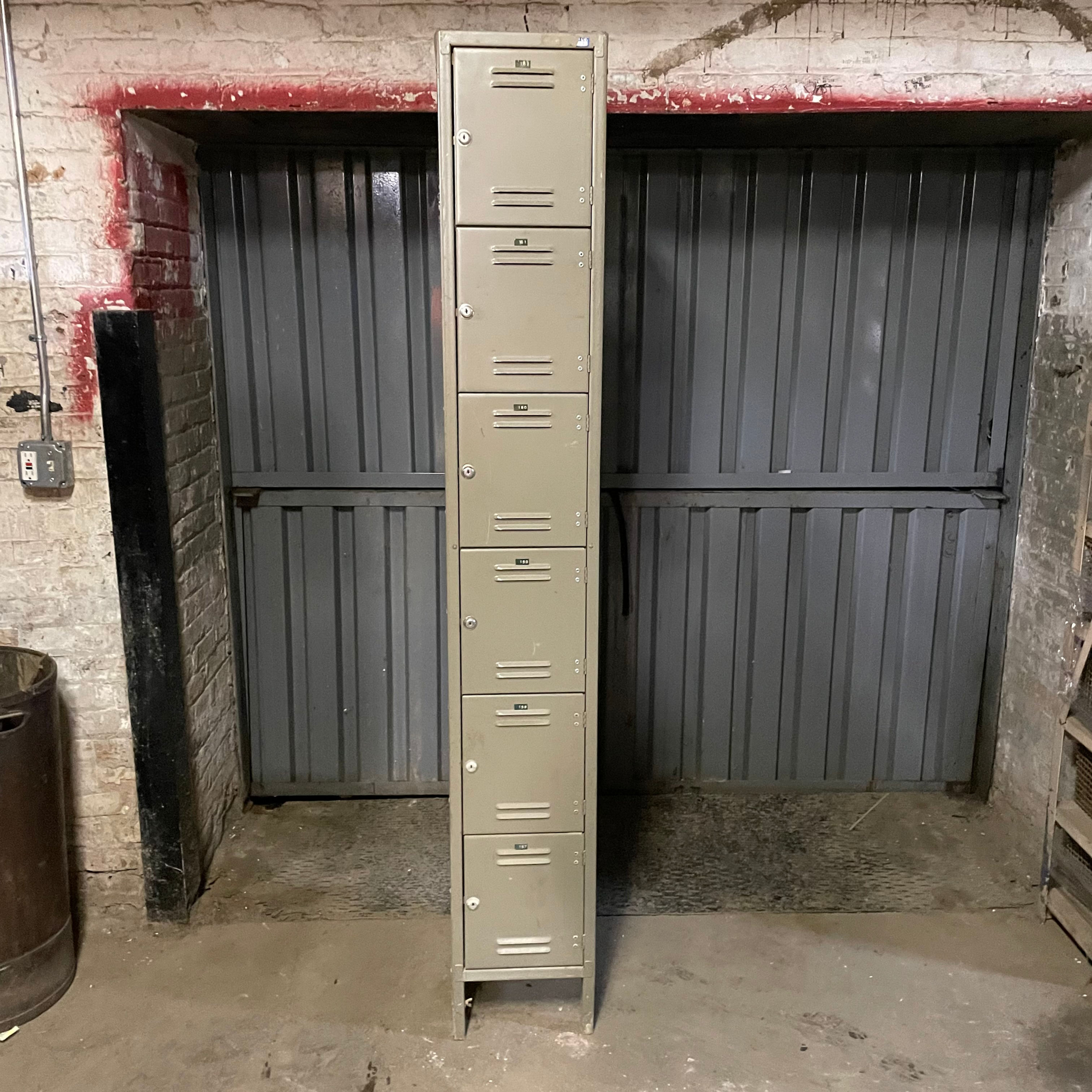 Stack of 6 Brown Metal Cubbies/Lockers