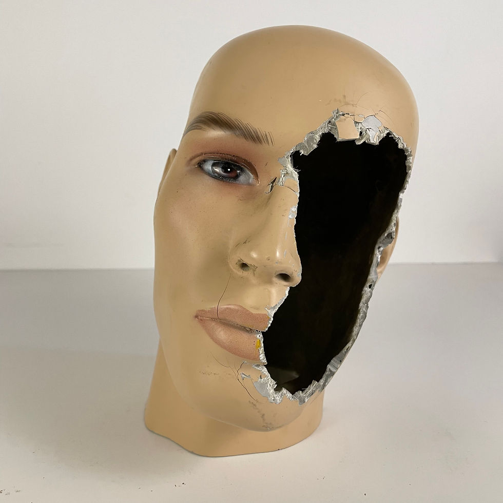 Broken Face Bald Man Mannequin Head