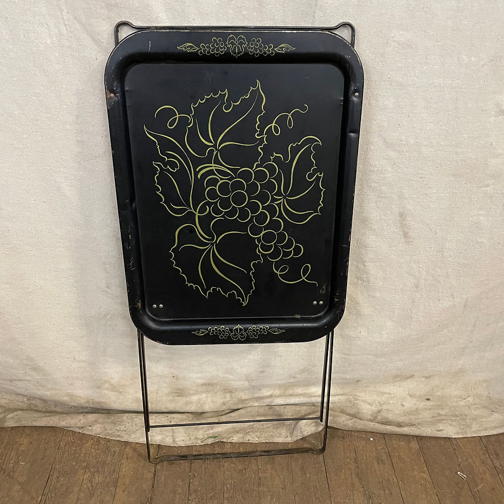 Thumbnail: Black & Gold Metal Folding TV Tray