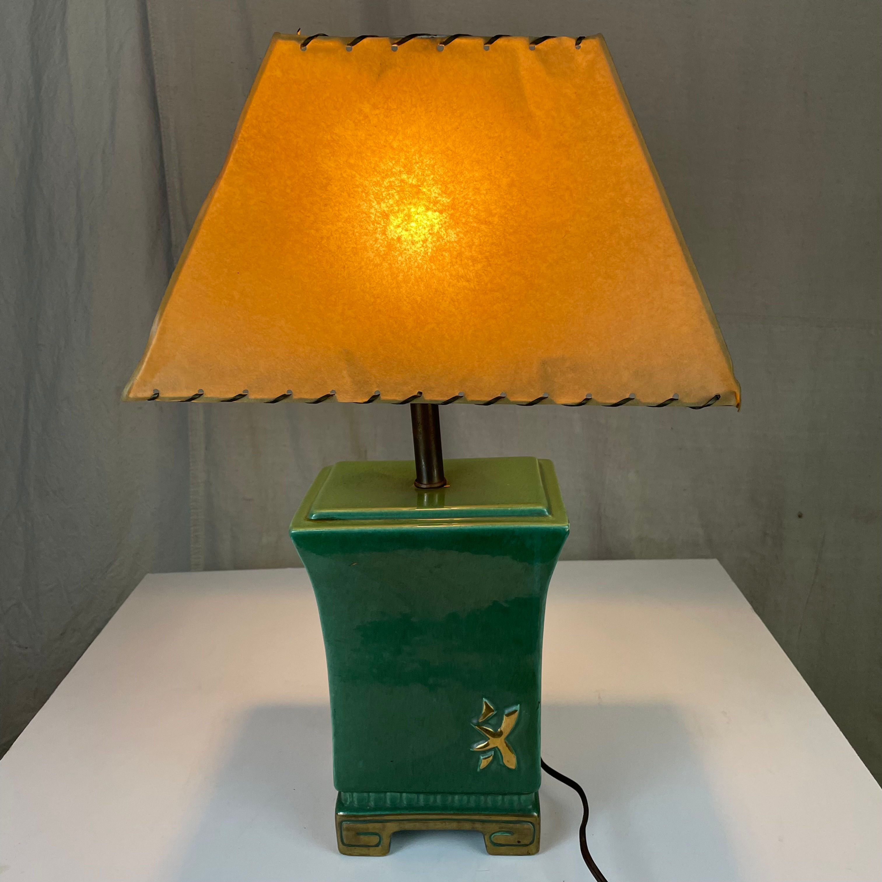 Green Lamp with Southwestern Shade