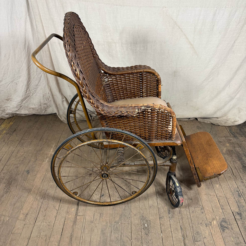 Thumbnail: Wicker Woven Antique Wheelchair Wheel Chair