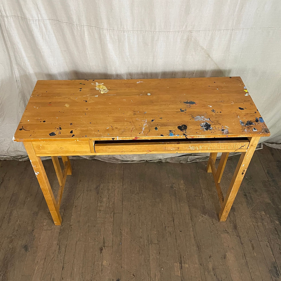 Thumbnail: Paint Spattered Computer Art Desk