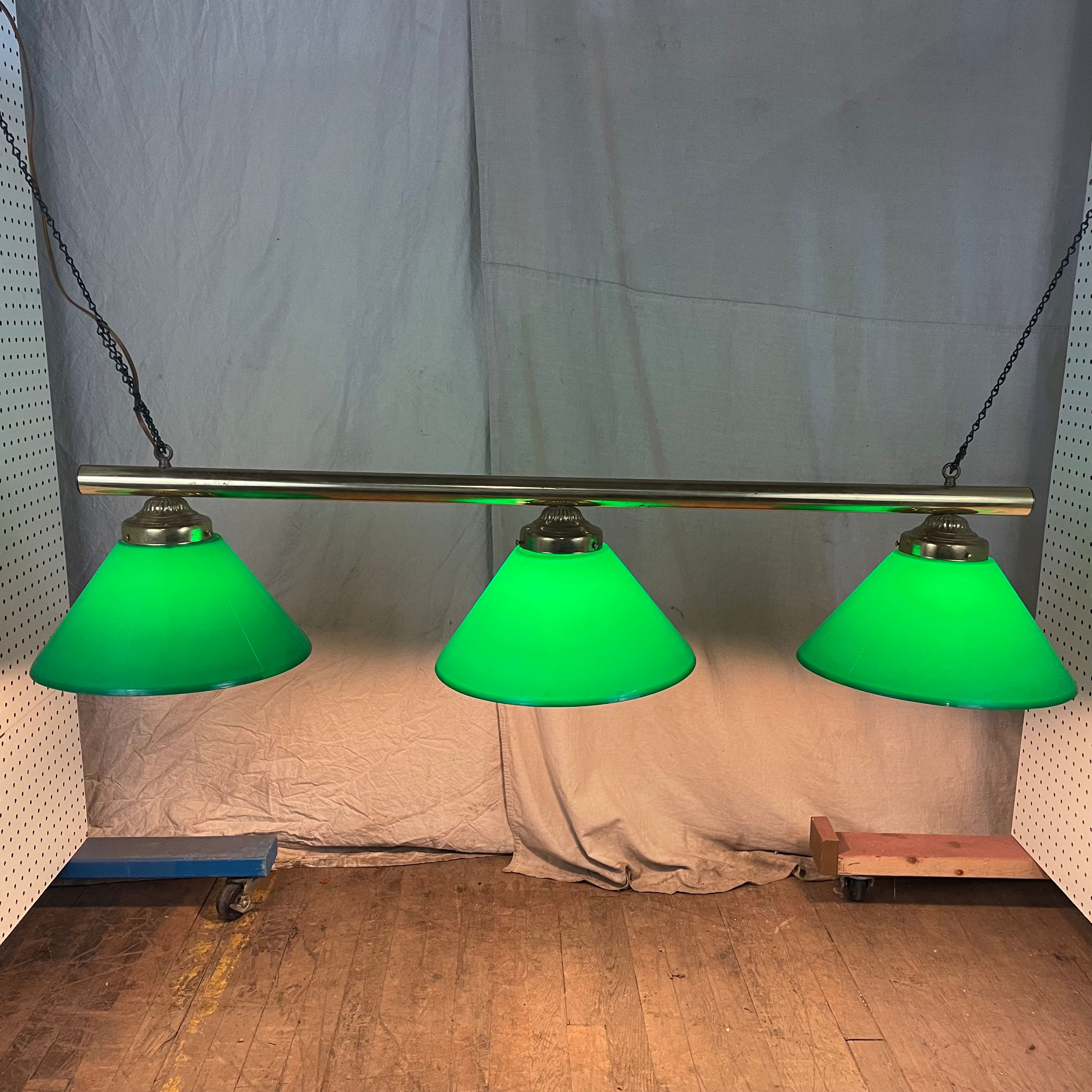 Green & Gold 3 Lamp Pool Table Light