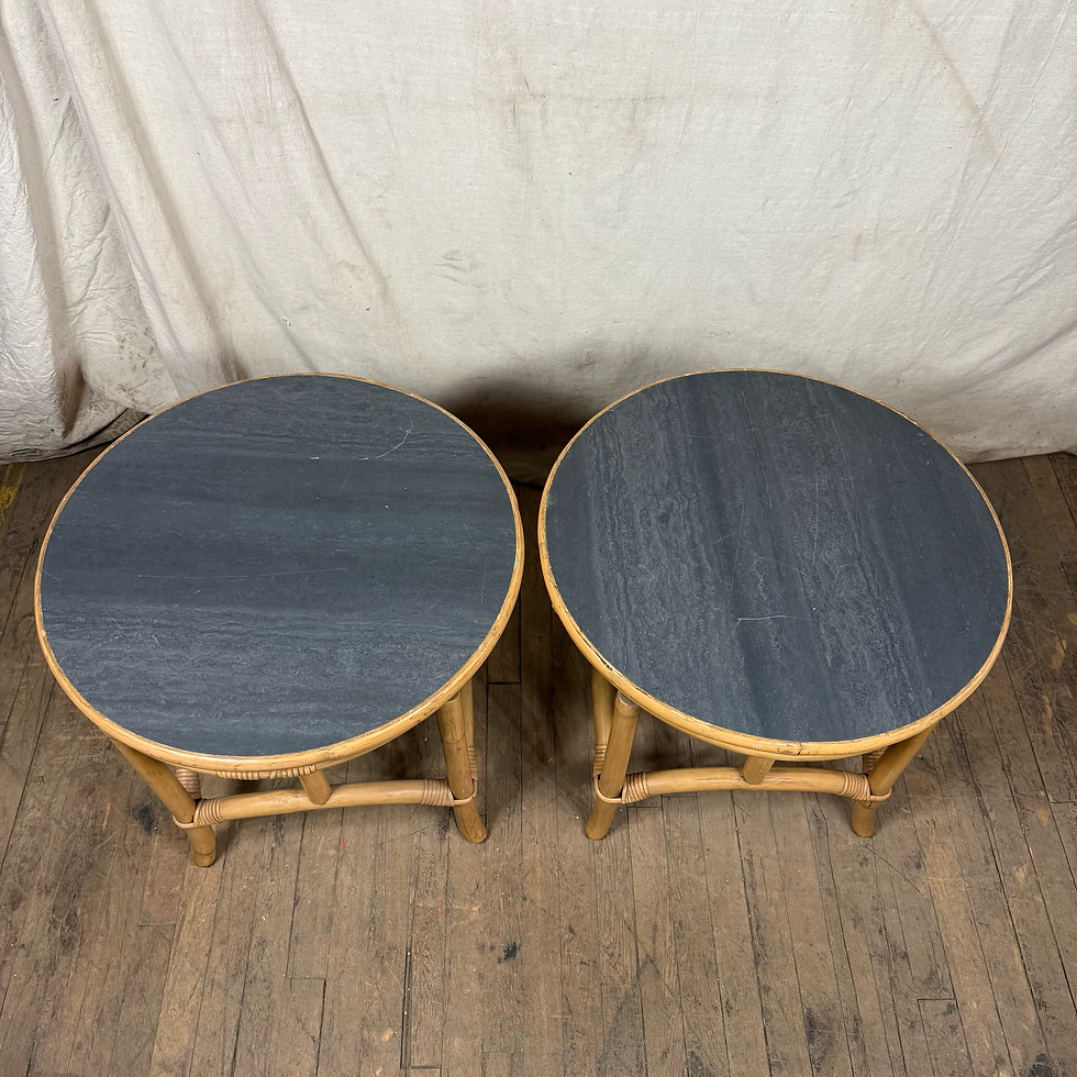 Thumbnail: Wicker Side Table w/ Marble Top
