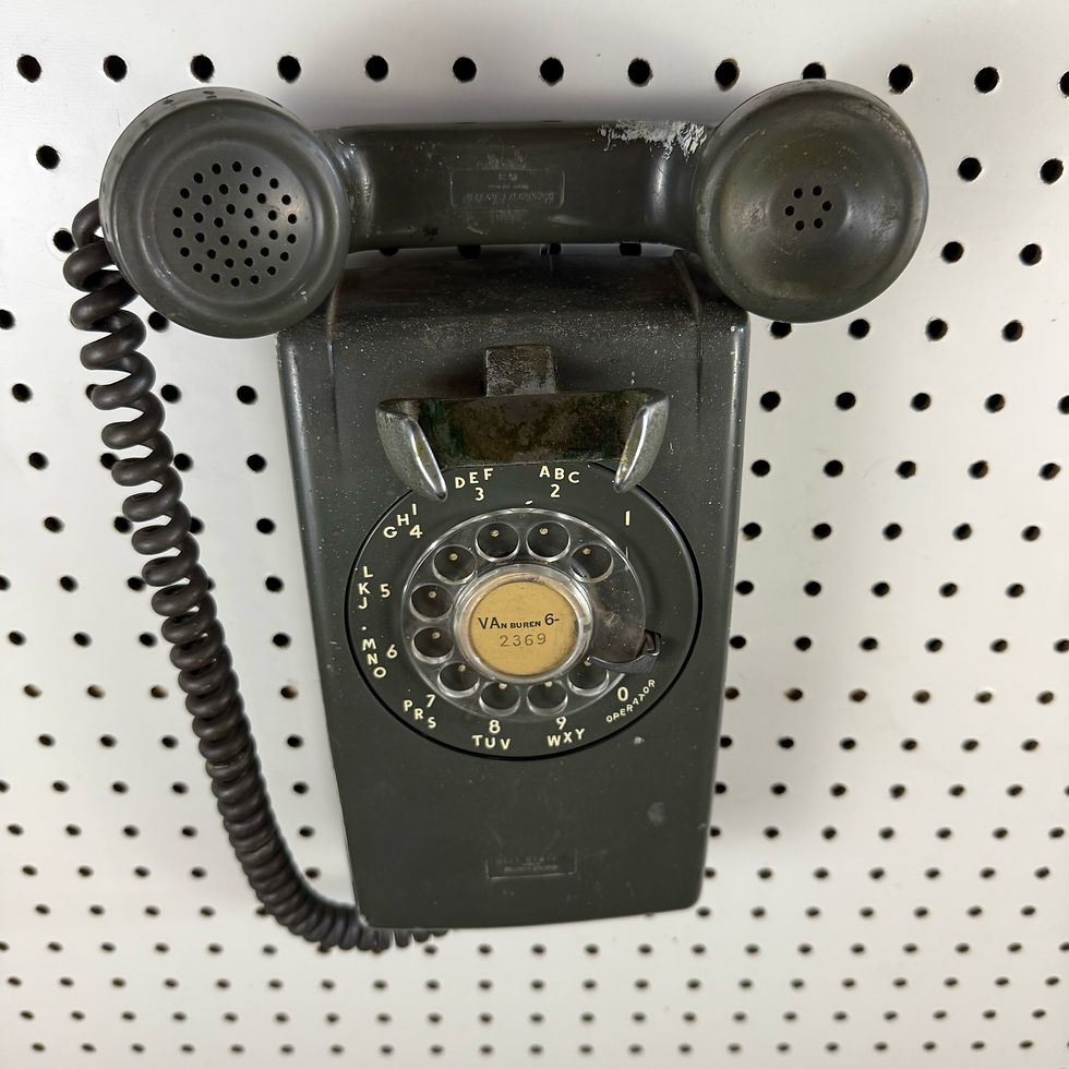 Thumbnail: Paint Spattered Green Rotary Wall Telephone
