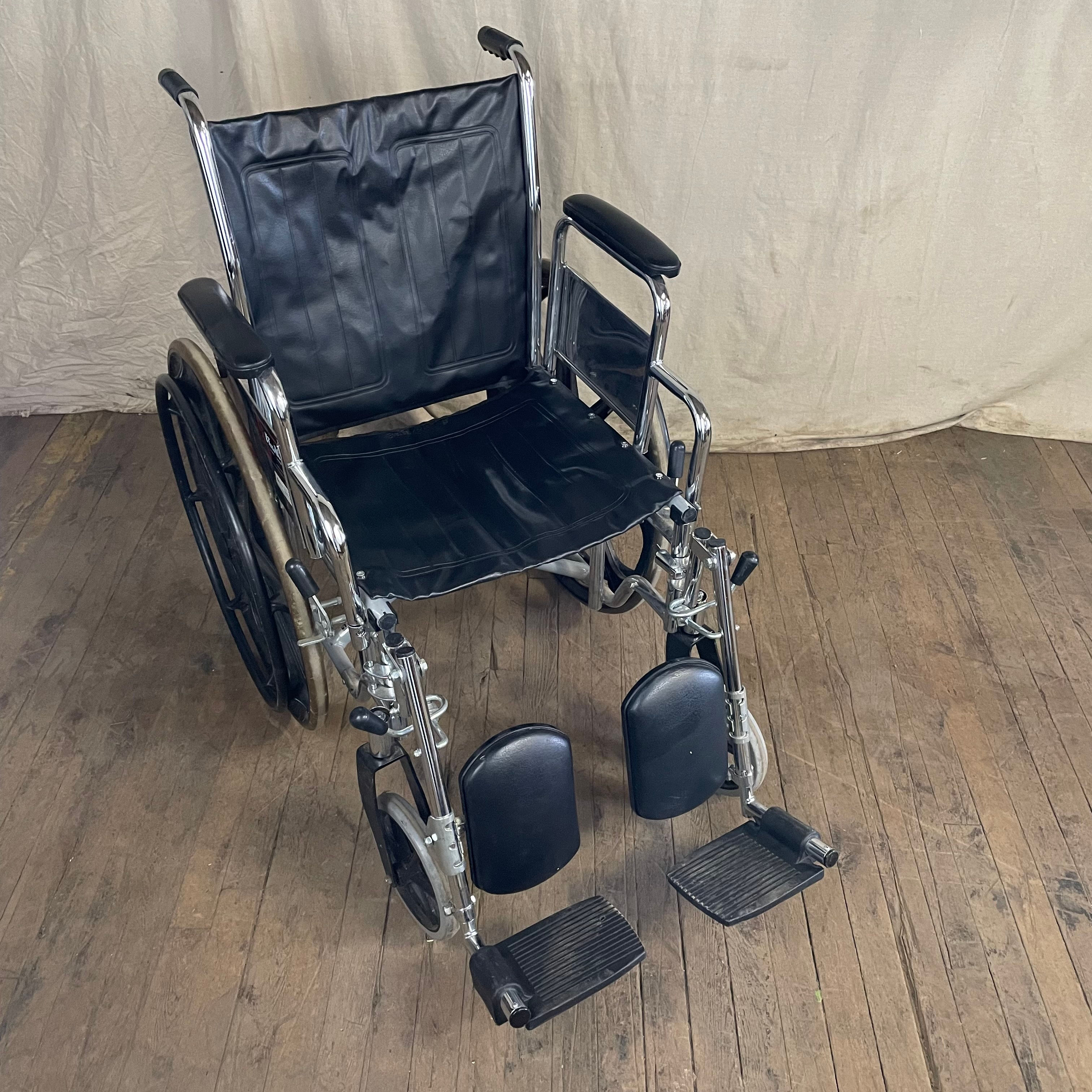 Black Leather Wheelchair Wheel Chair