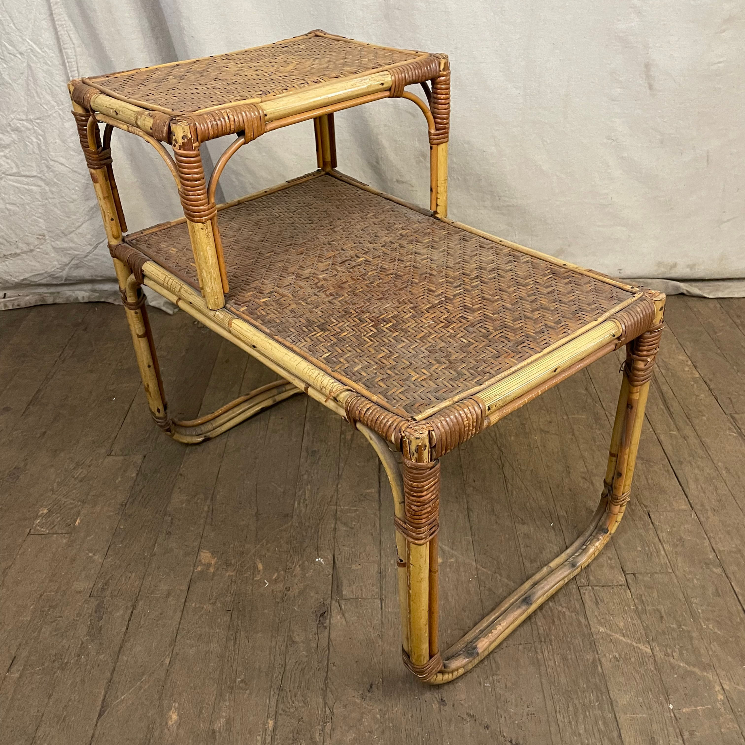 Small Bamboo Two Tier Side Table