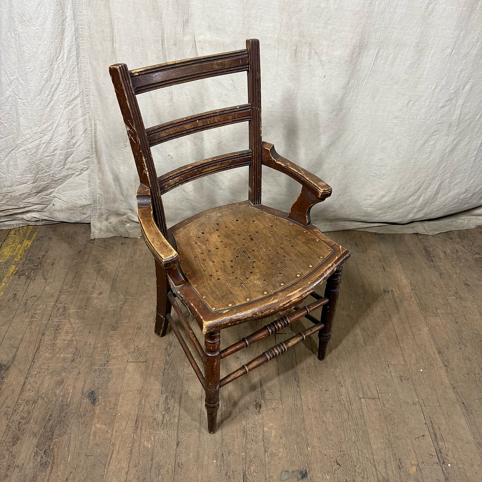 Thumbnail: Wooden Perforated Seat Ladder Back Dining Chair