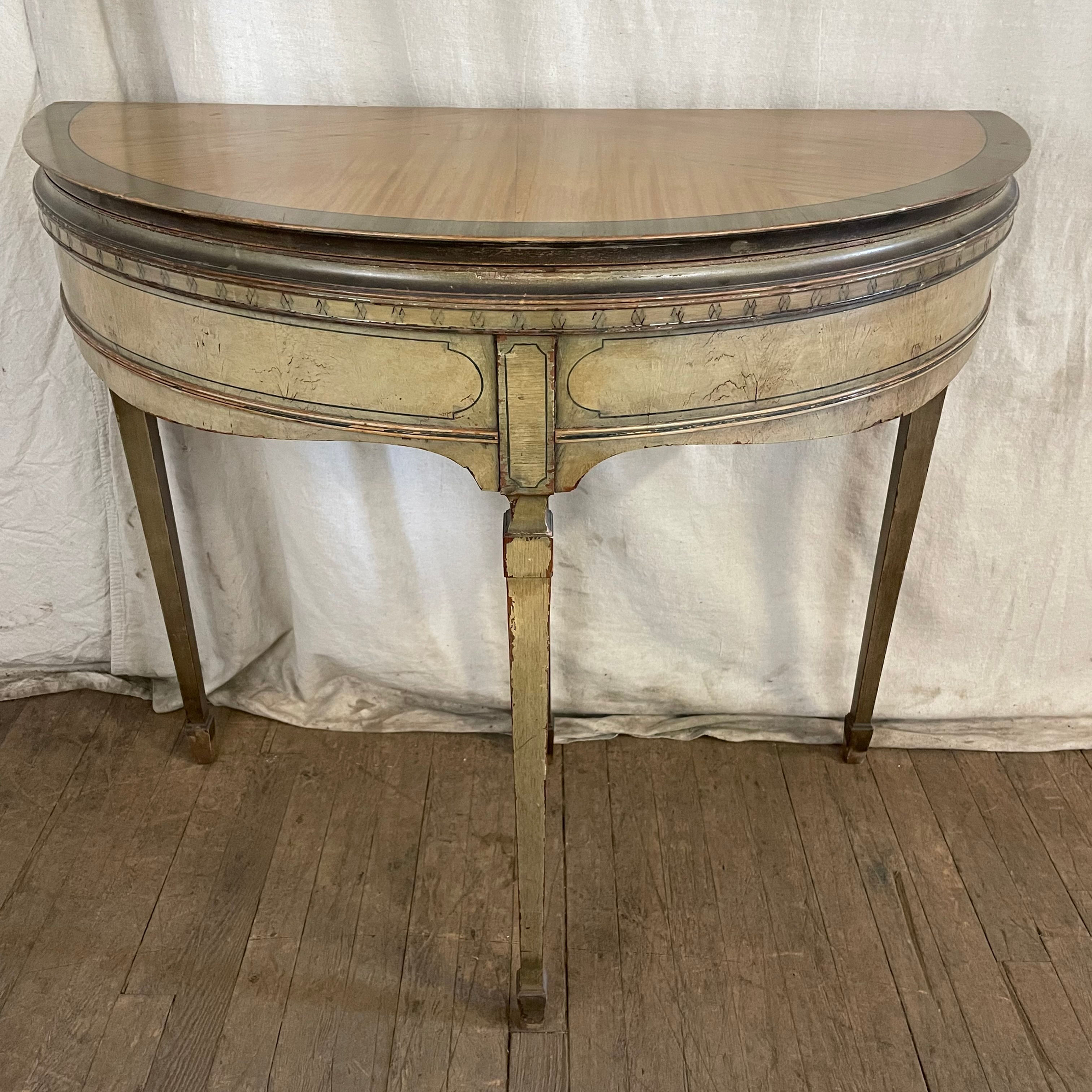 Elegant French Half Moon Extendable Console Table