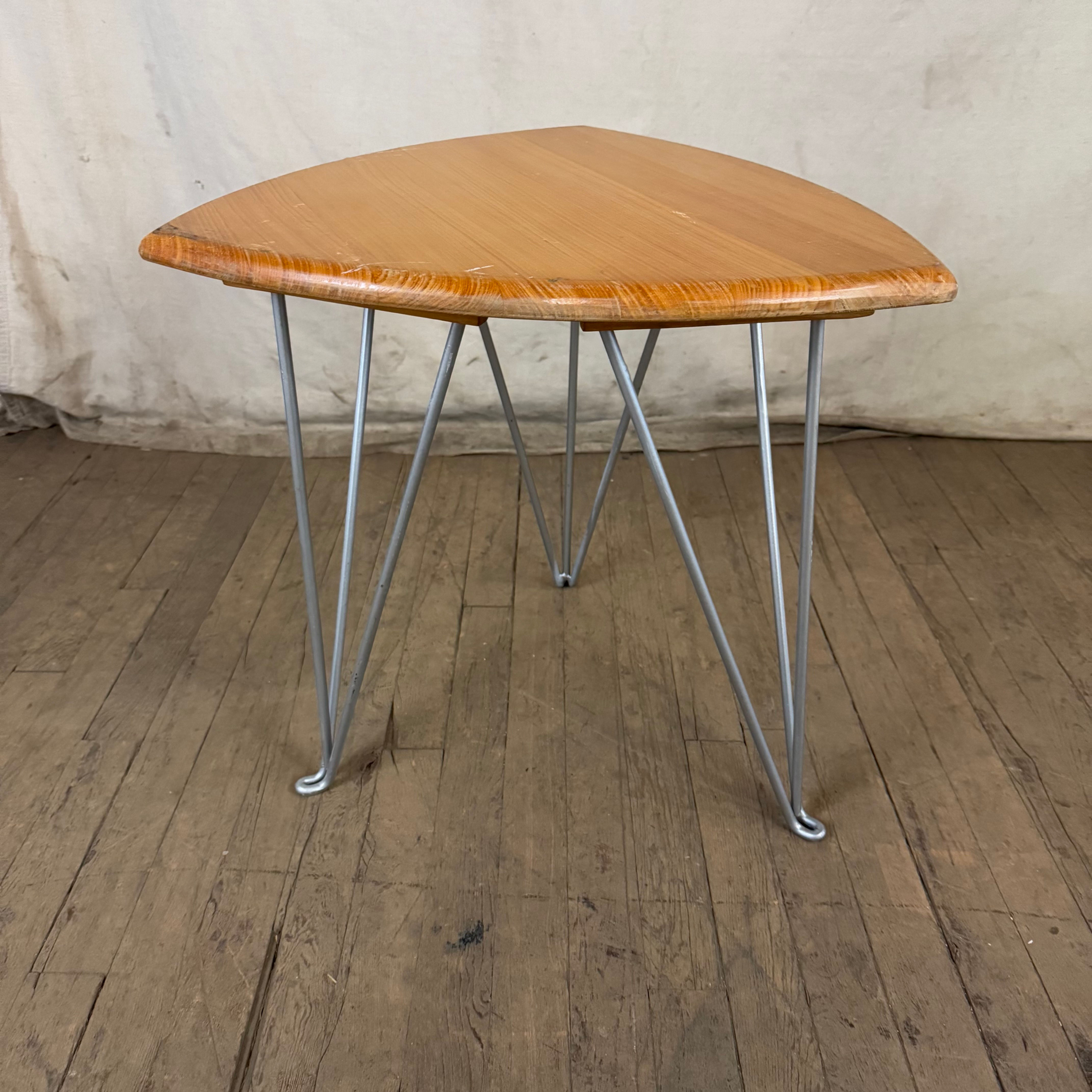 Small Light Wood Side Table w/ Chrome Legs