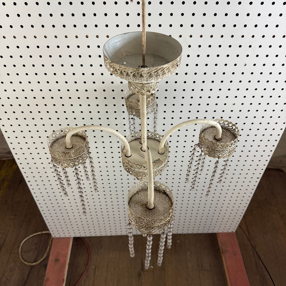 Thumbnail: White Metal Lace Chandelier