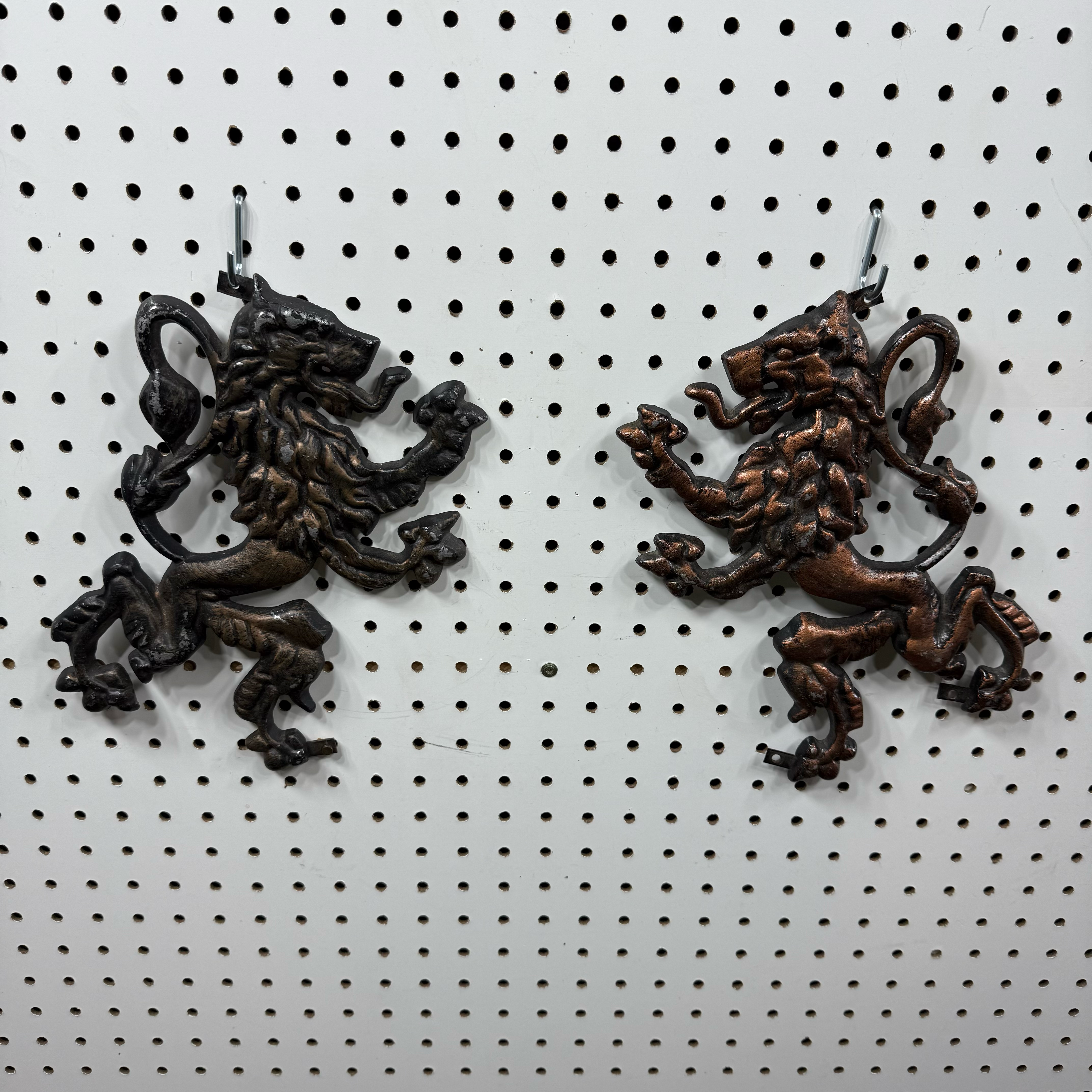 Pair of Metal Lion Wall Hangings